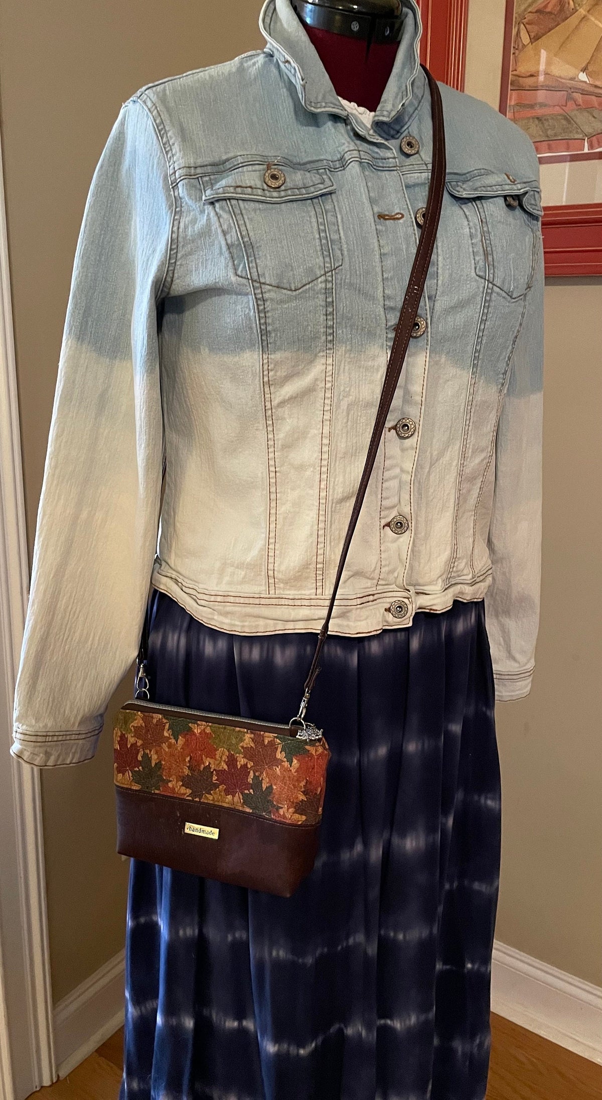 Cork Crossbody Petite Purse with Maple Leaves