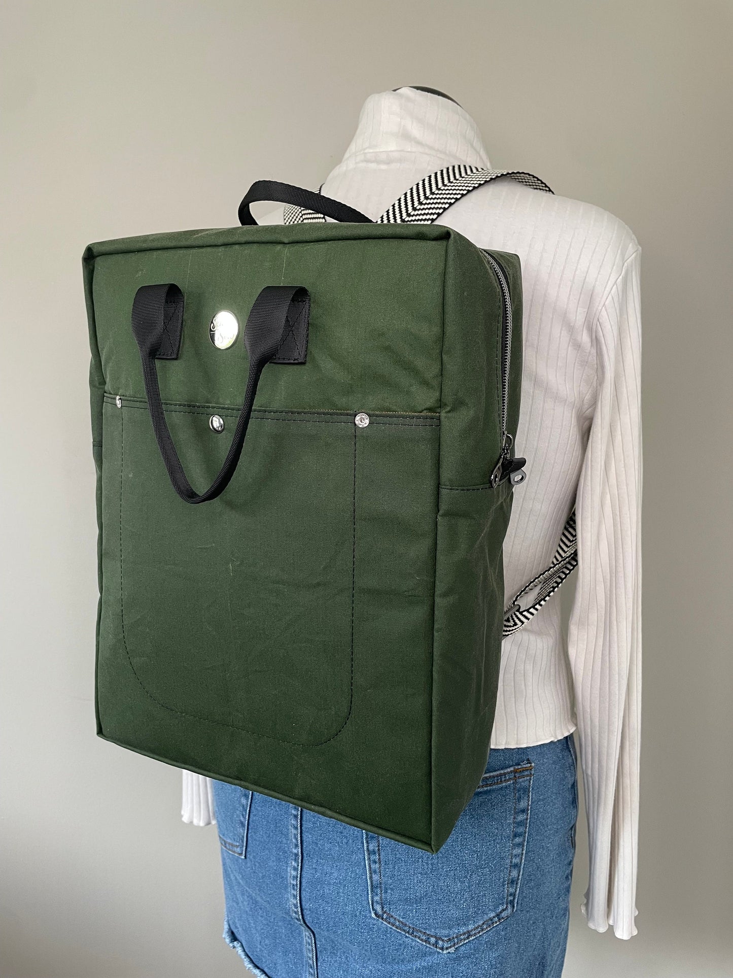 Keen on Green Waxed Canvas Large Backpack