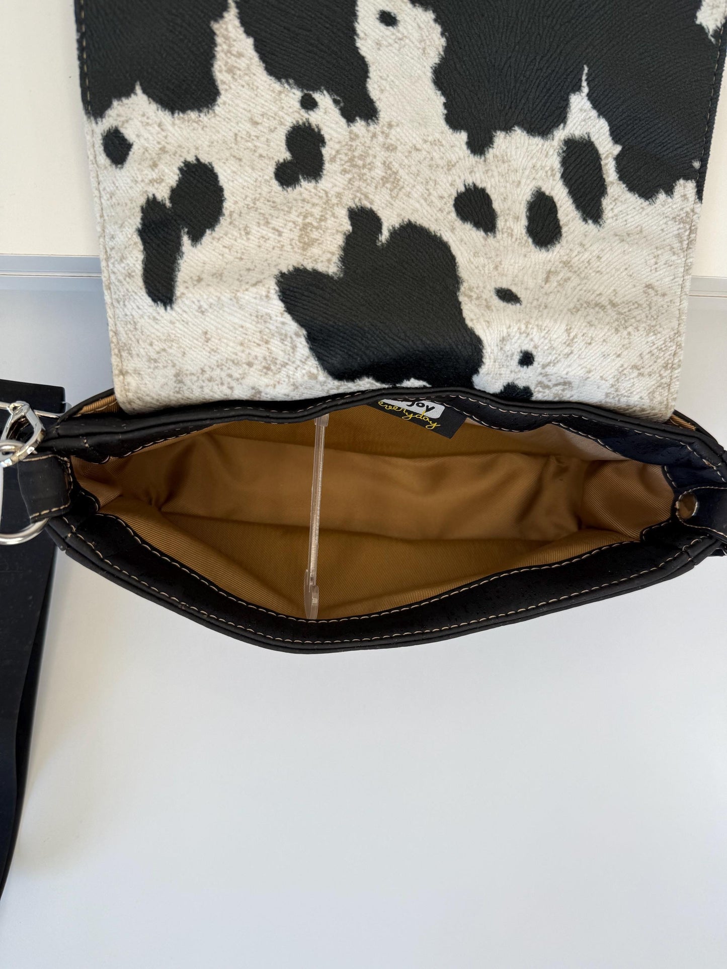 Faux Cowhide and Cork Saddlebag