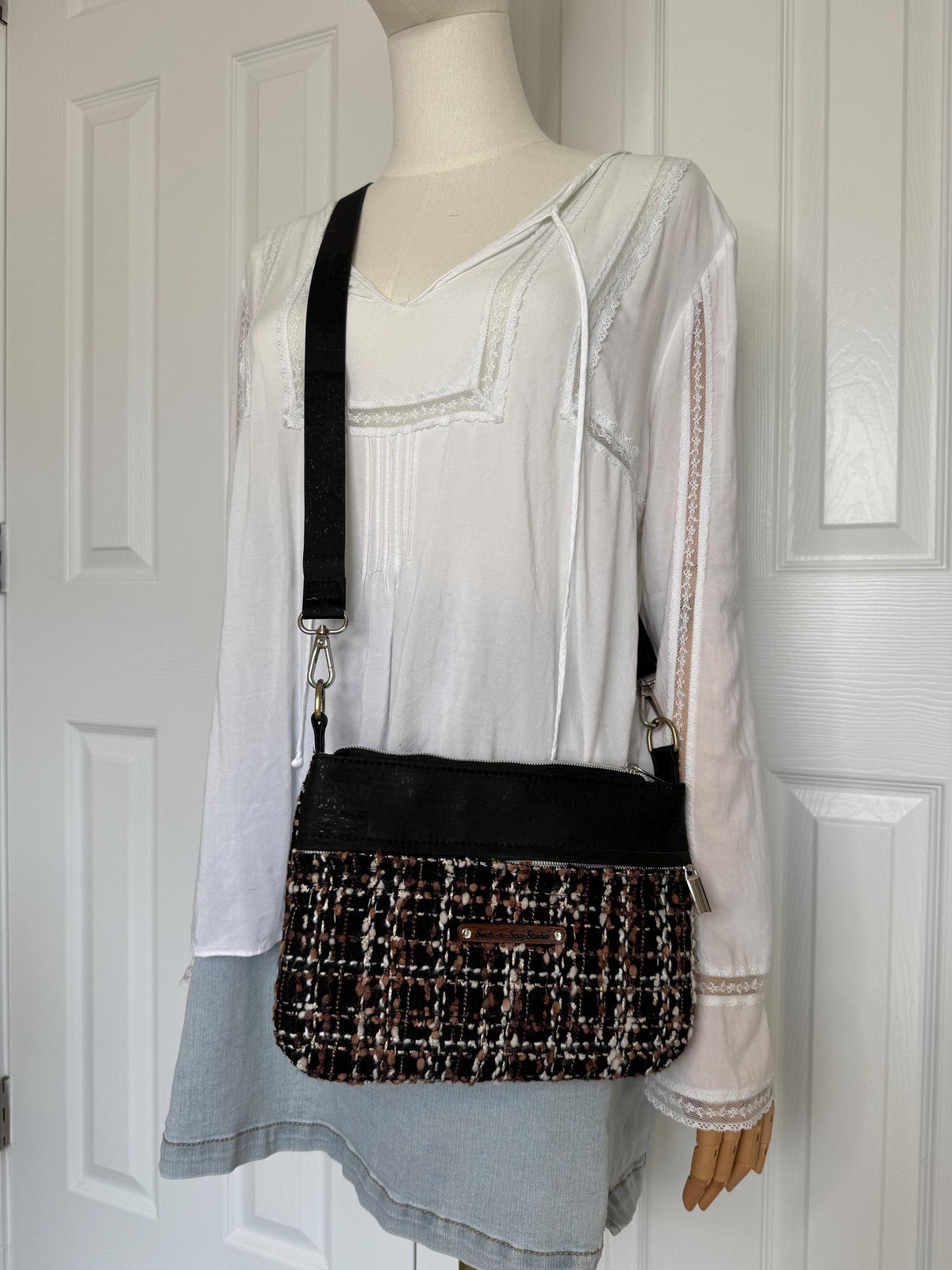 Cork and Upcycled Skirt Starburn Crossbody