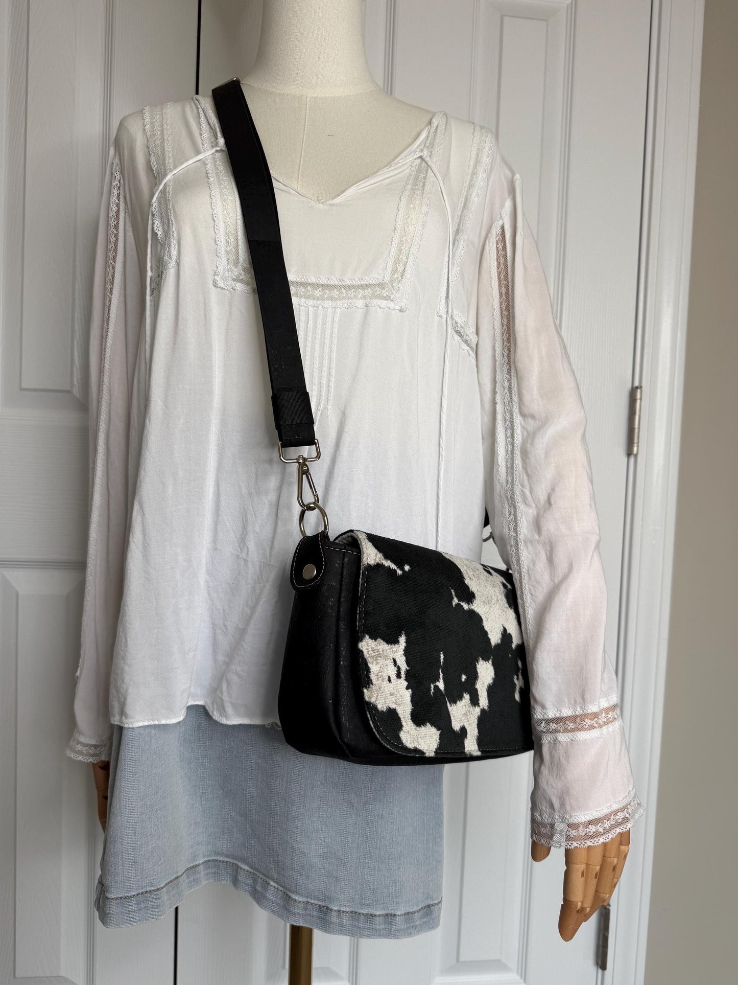 Faux Cowhide and Cork Saddlebag (CAP3)