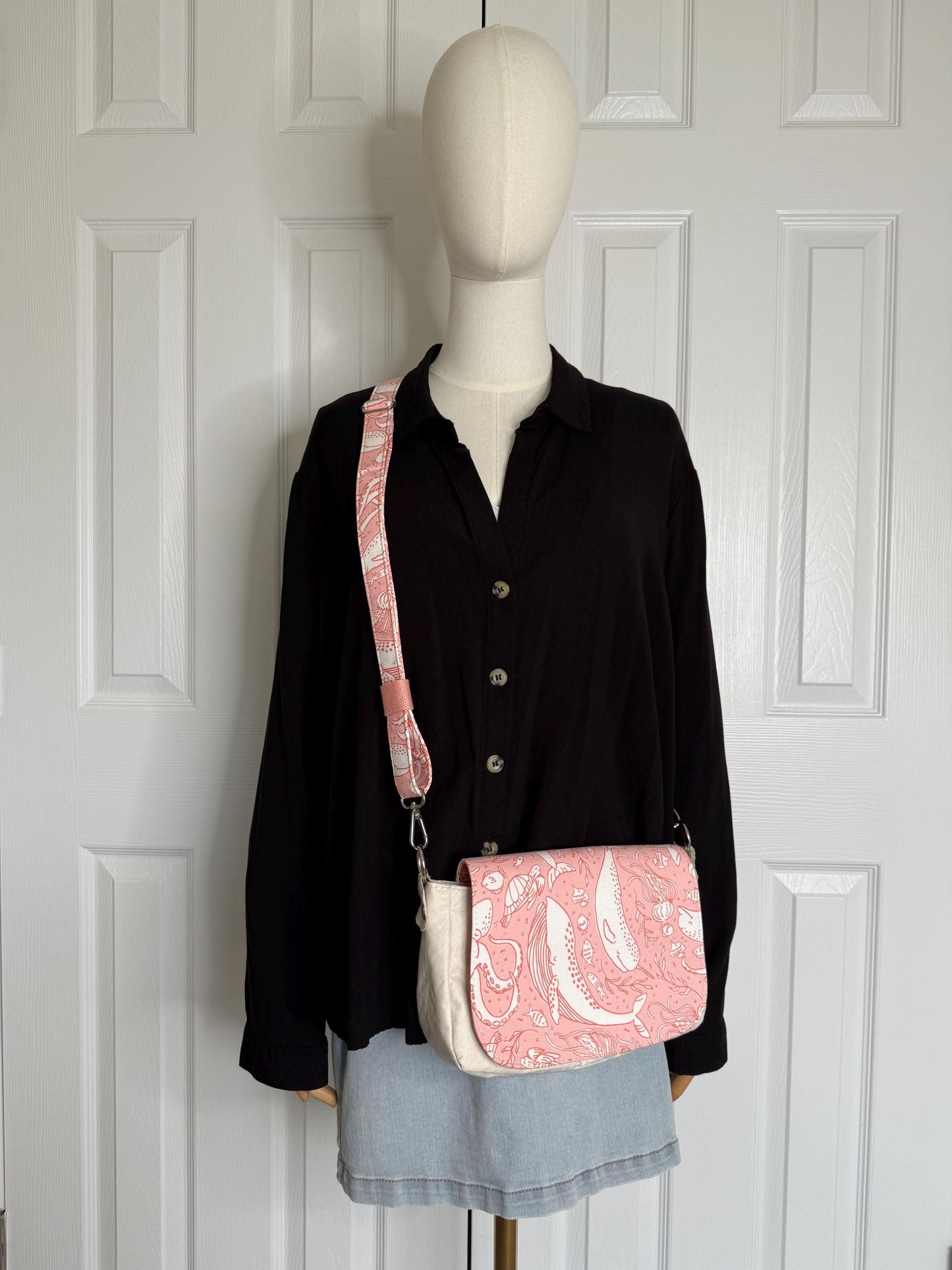 Upcycled Sailcloth Sea Creature Saddlebag Crossbody (CAP1)