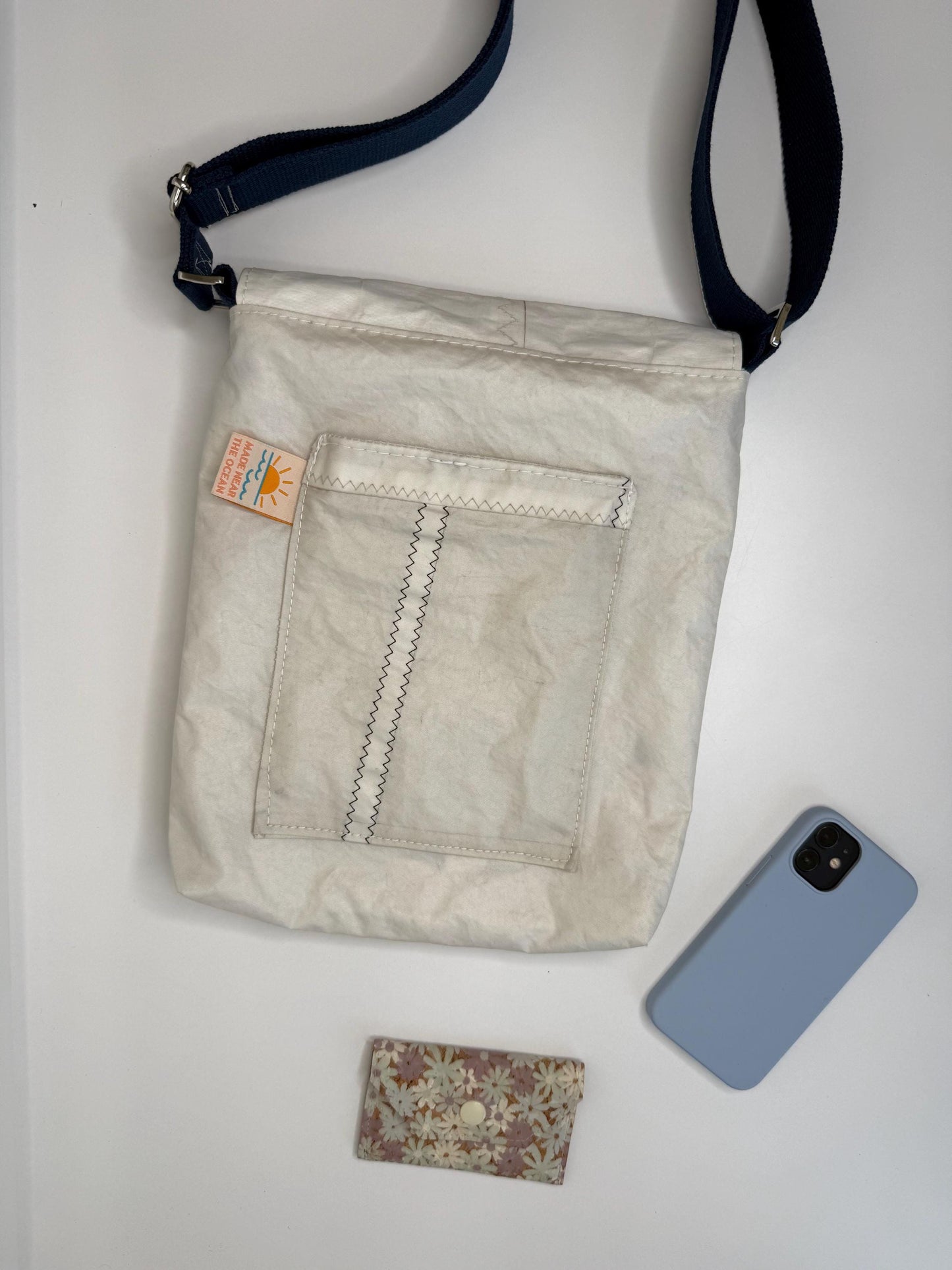 Upcycled Sail Messenger Bag With Anti-Theft Wallet (E1)