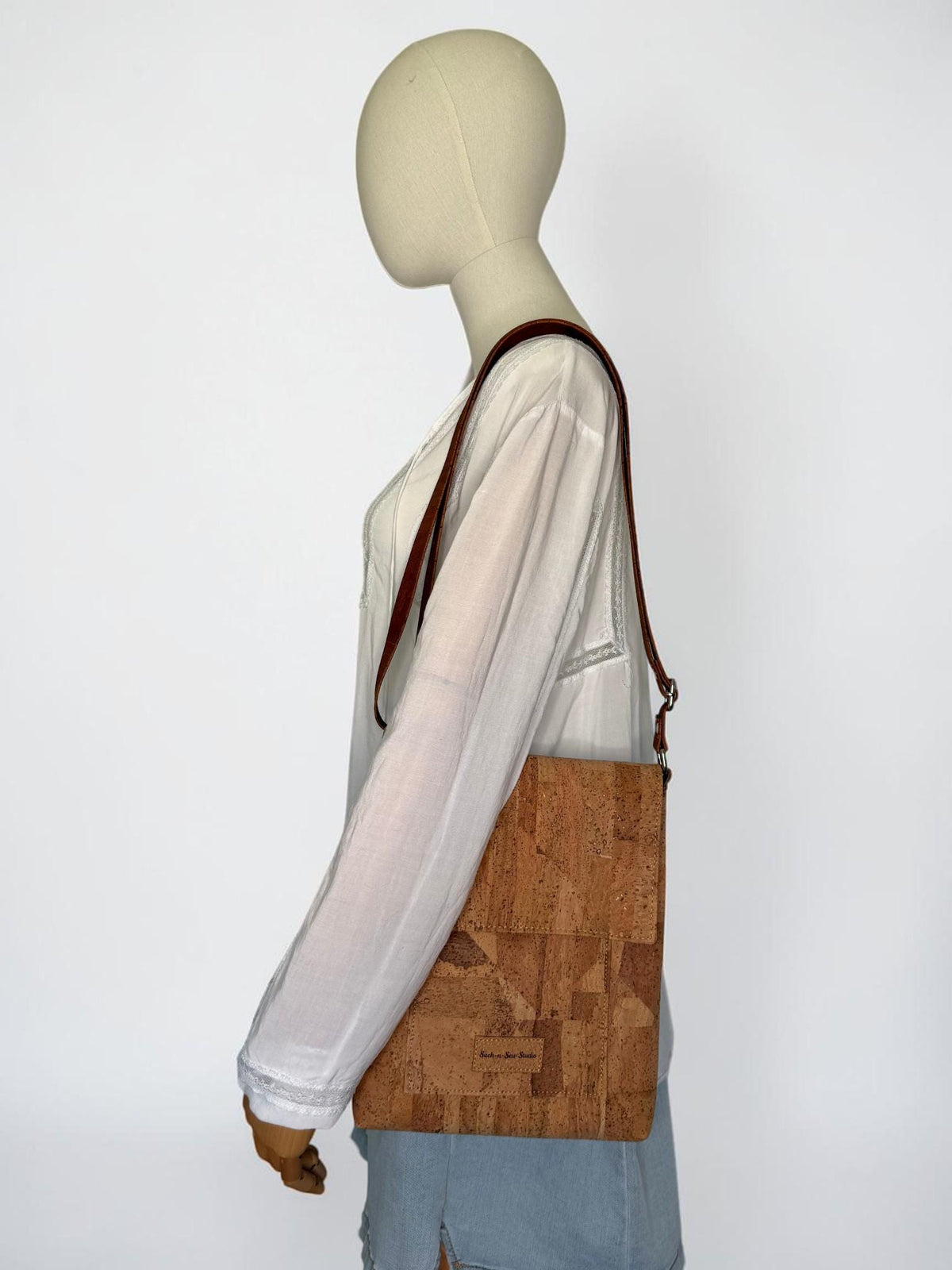 Cork Messenger Bag with Removable Anti-Theft Wallet