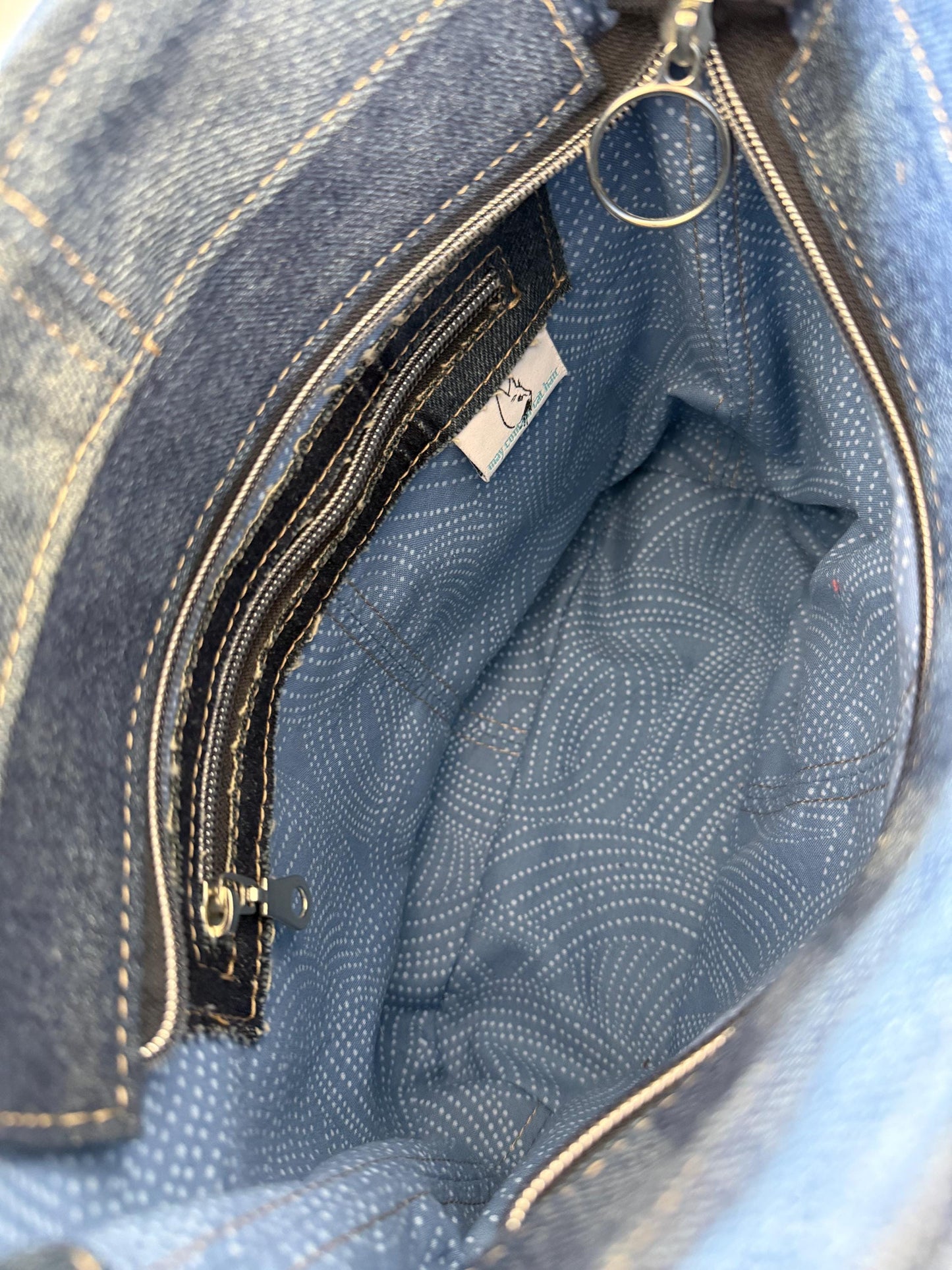 Upcycled Denim Crossbody Compass Bag Purse (CB8)