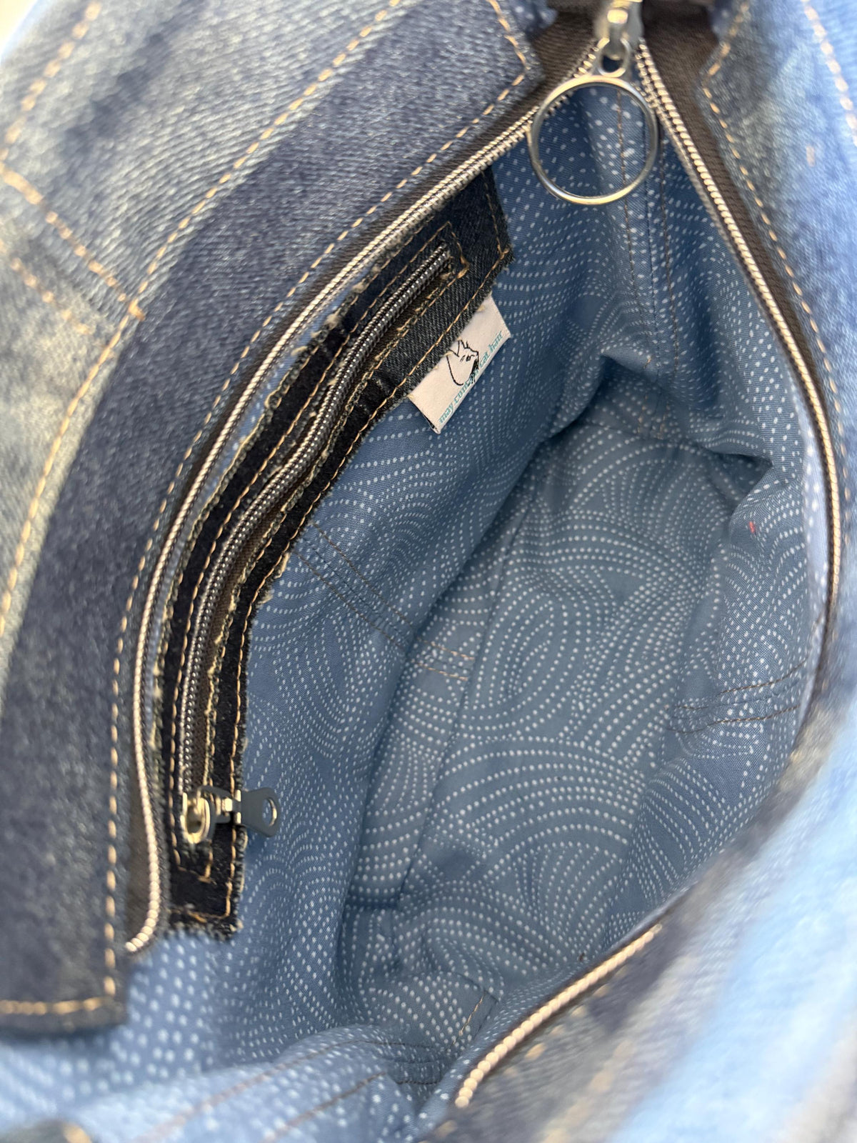 Upcycled Denim Crossbody Compass Bag Purse