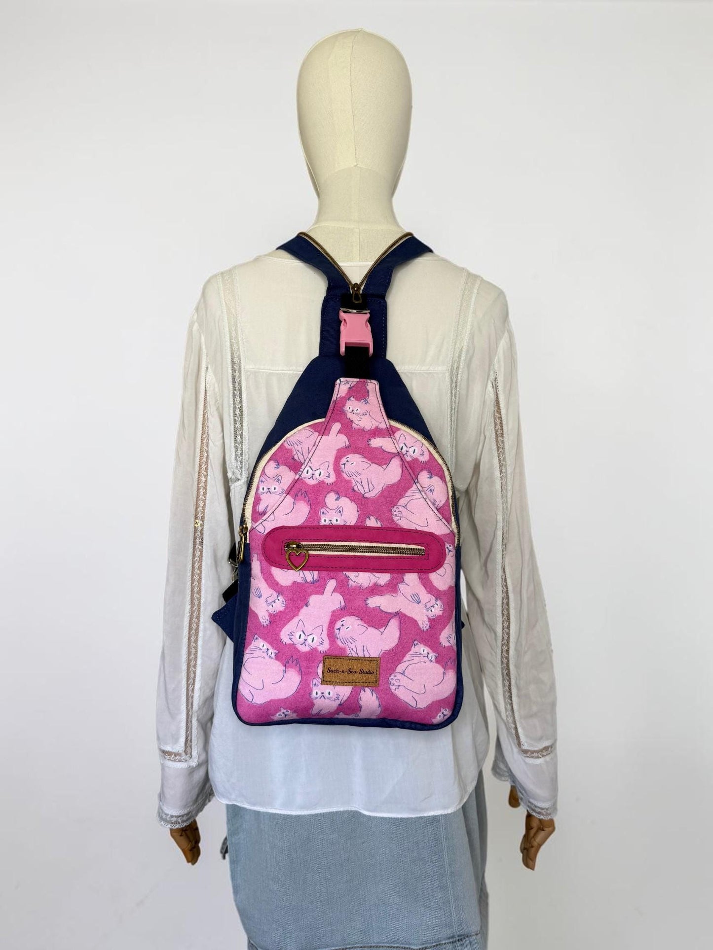 Cotton Candy Kitty Convertible Backpack Crossbody Sling