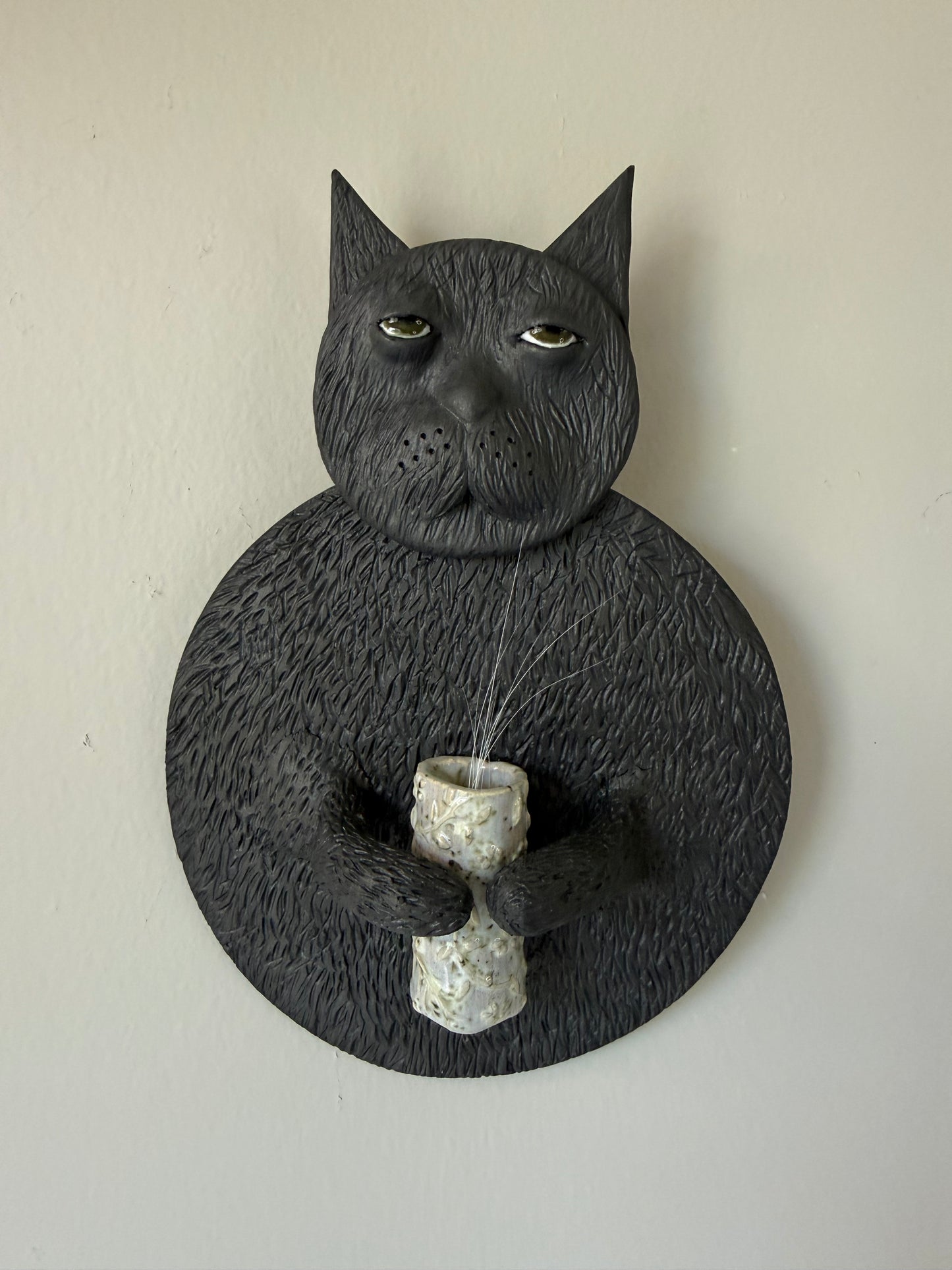 Ceramic Cat Whisker Holder Wall Art Piece