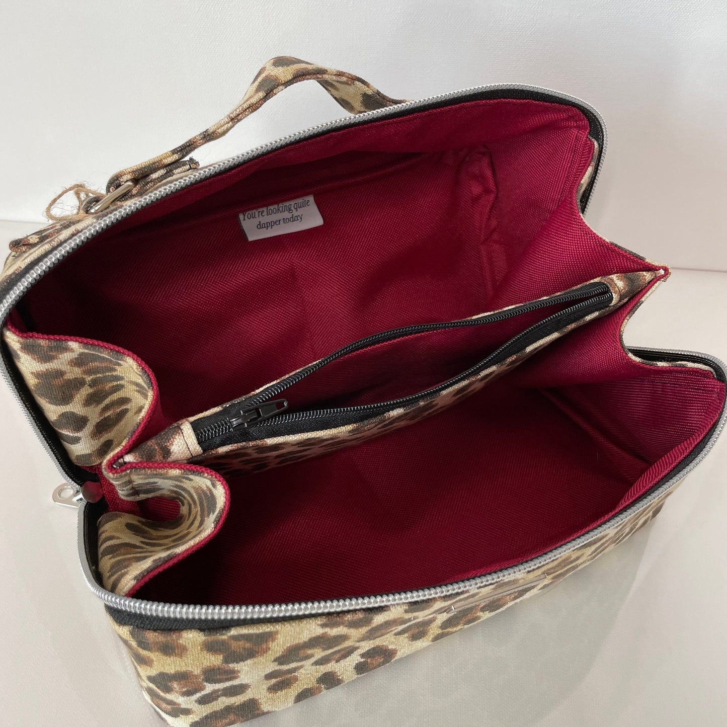 Leopardlicious | Cotton Canvas ‘Zip-n-Grip’ ~ Cosmetic Bag ~ Make Up Bag ~ Toiletry Bag ~ Craft Bag