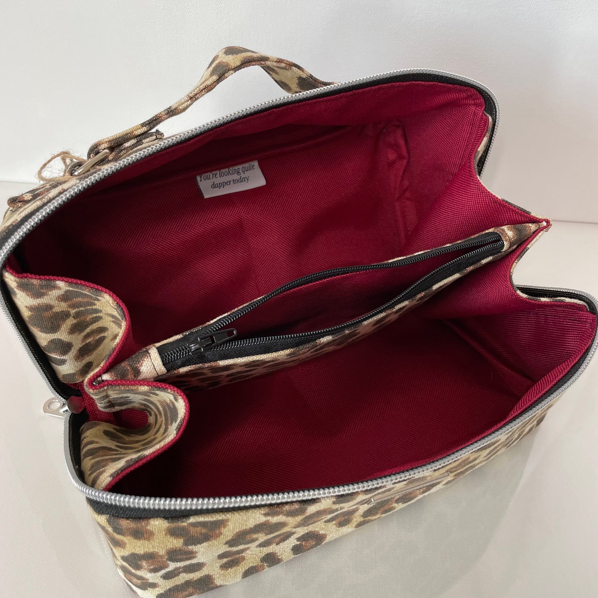 Leopardlicious | Cotton Canvas ‘Zip-n-Grip’ ~ Cosmetic Bag ~ Make Up Bag ~ Toiletry Bag ~ Craft Bag