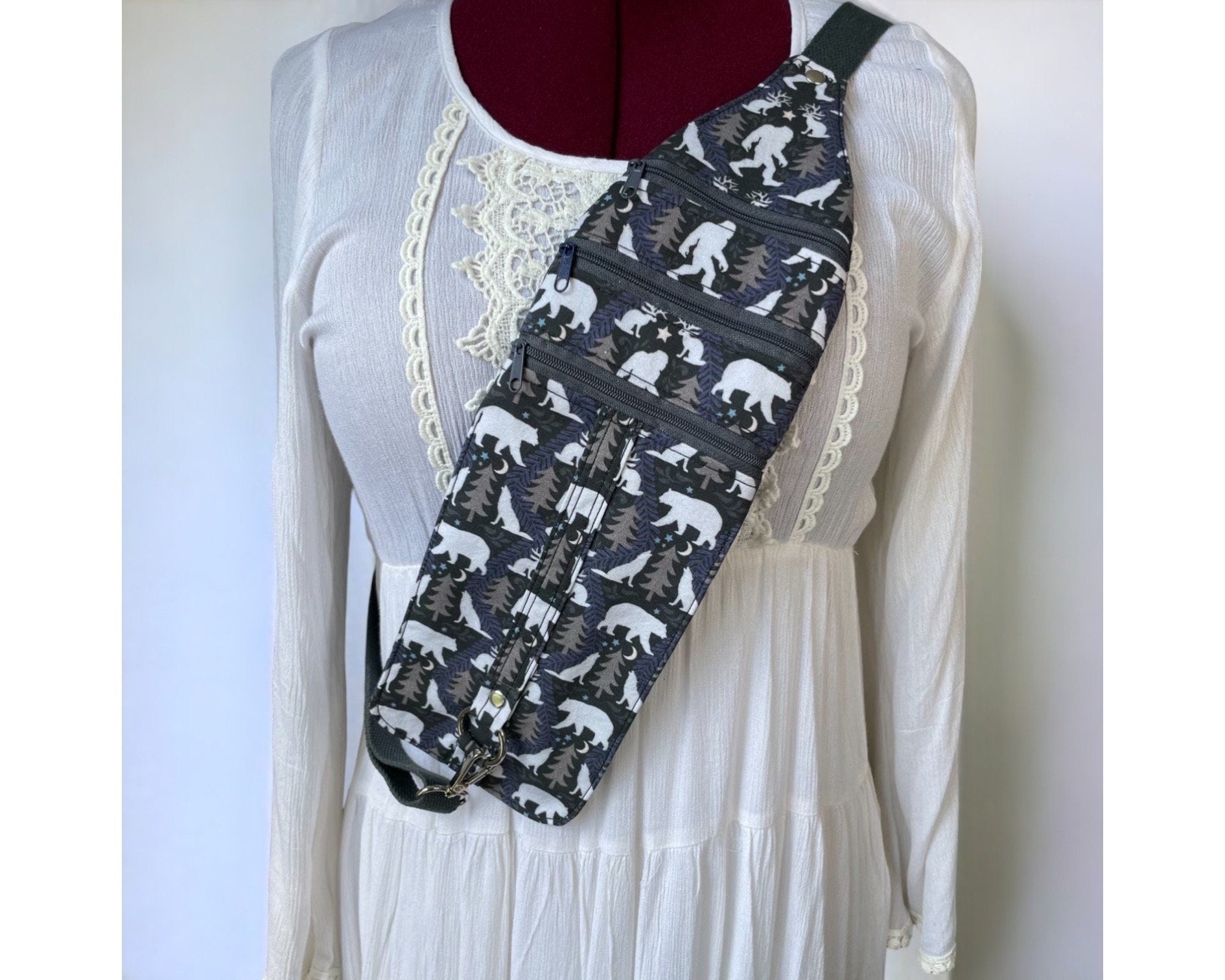 Bigfoot Sling Bag: Slim Cotton Crossbody with 3 Pockets