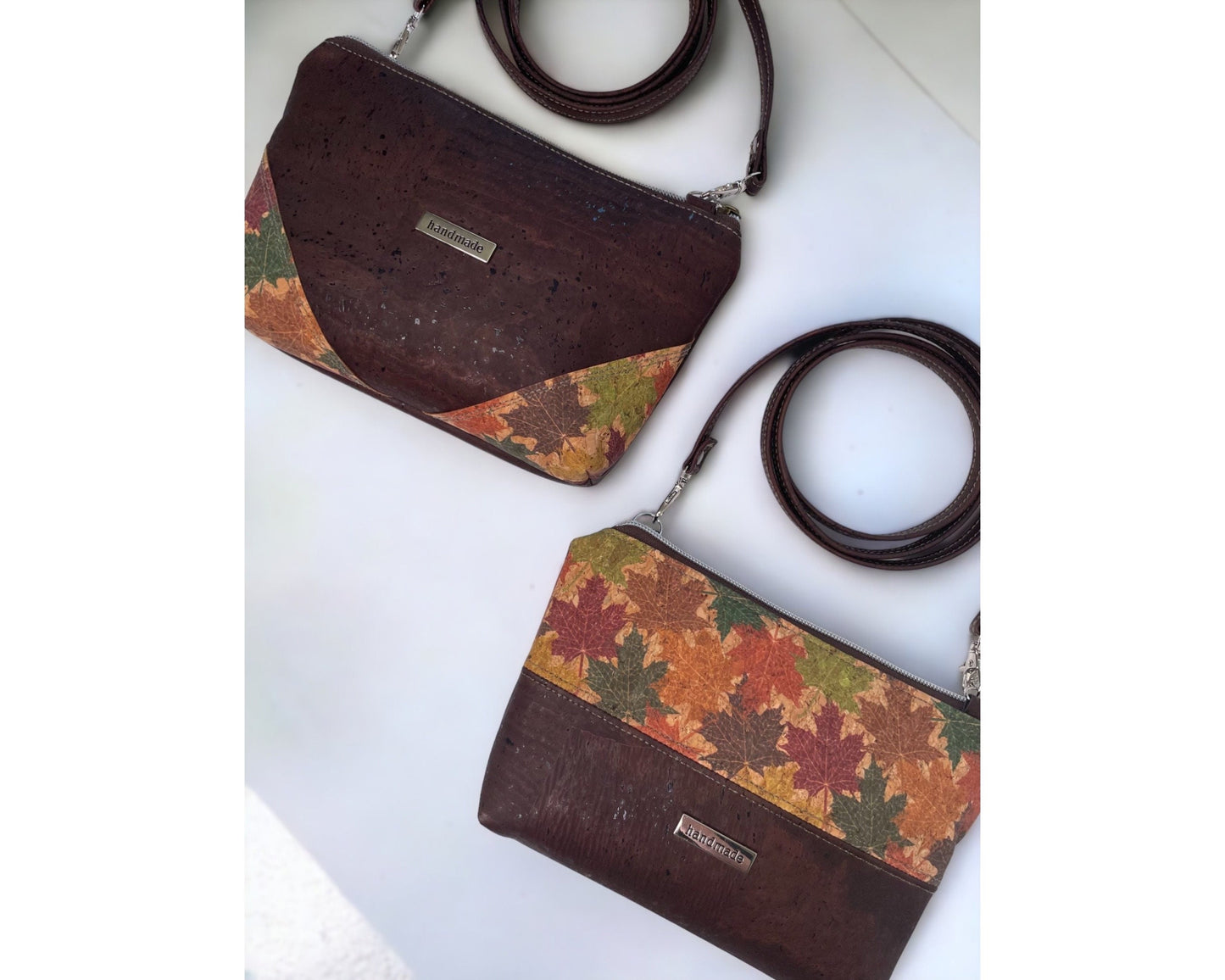 Cork Crossbody Petite Purse with Maple Leaves
