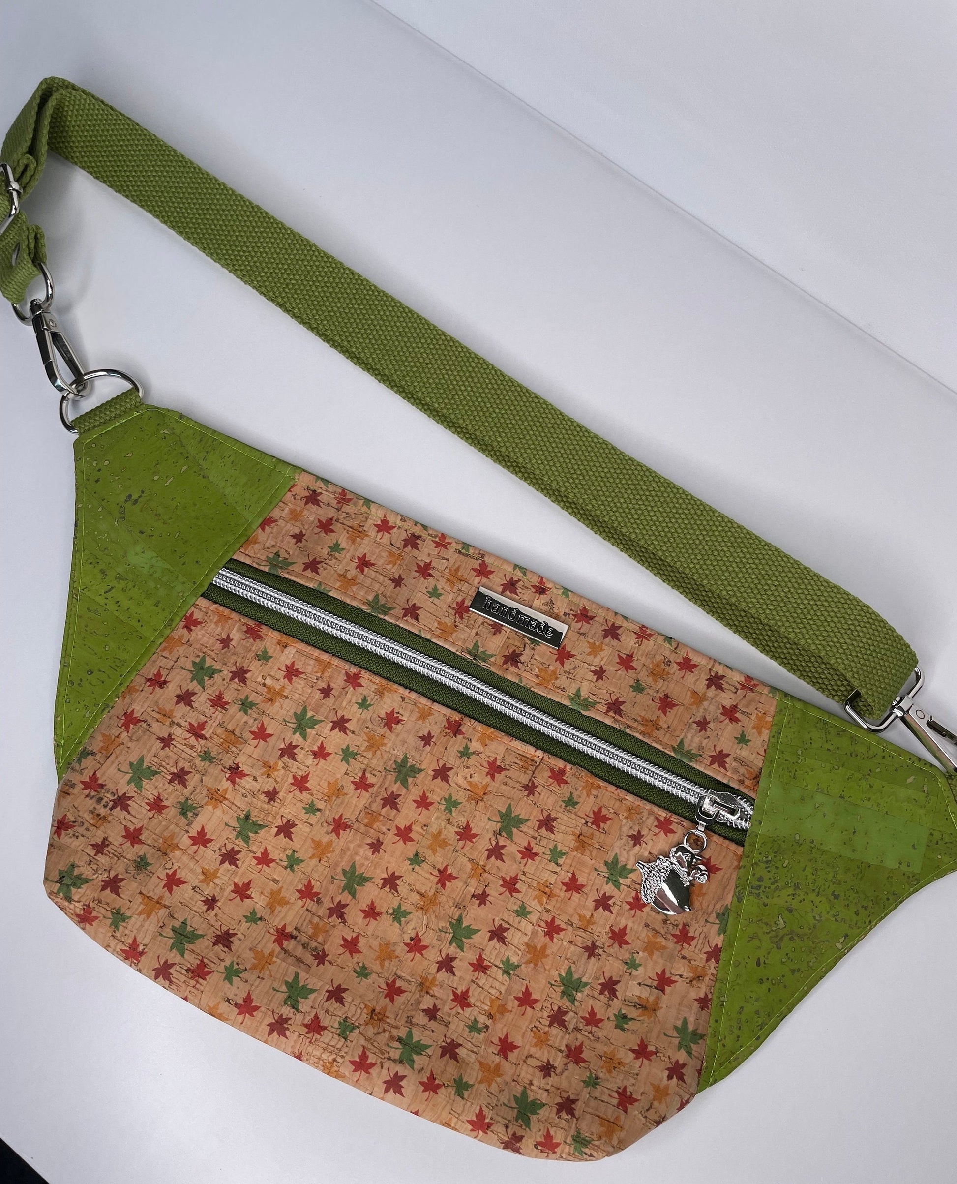 Cork Lime Leaves Sling Belt Bag
