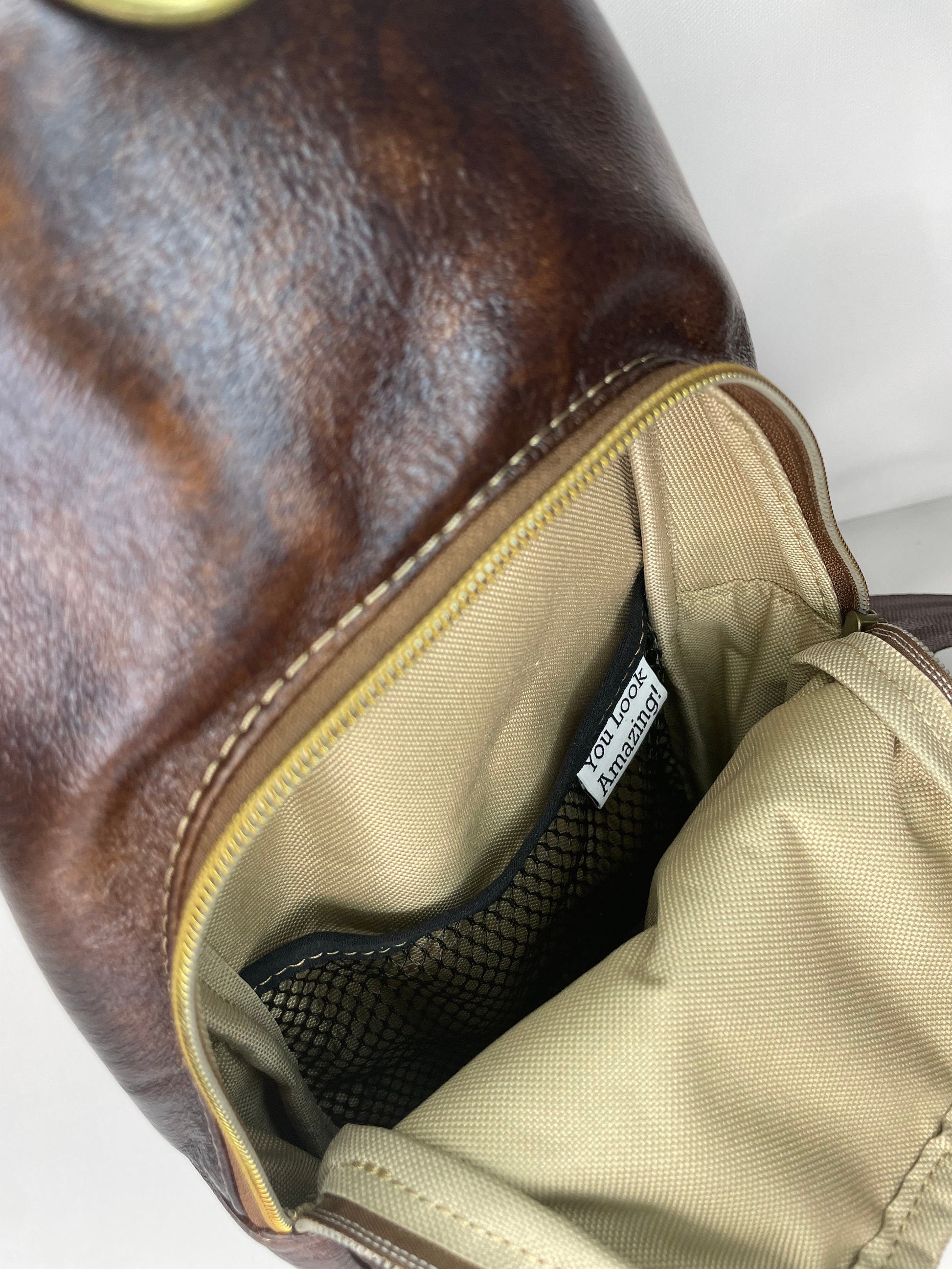 Rustic Faux Suede Cowhide & Faux Leather Sling Bag