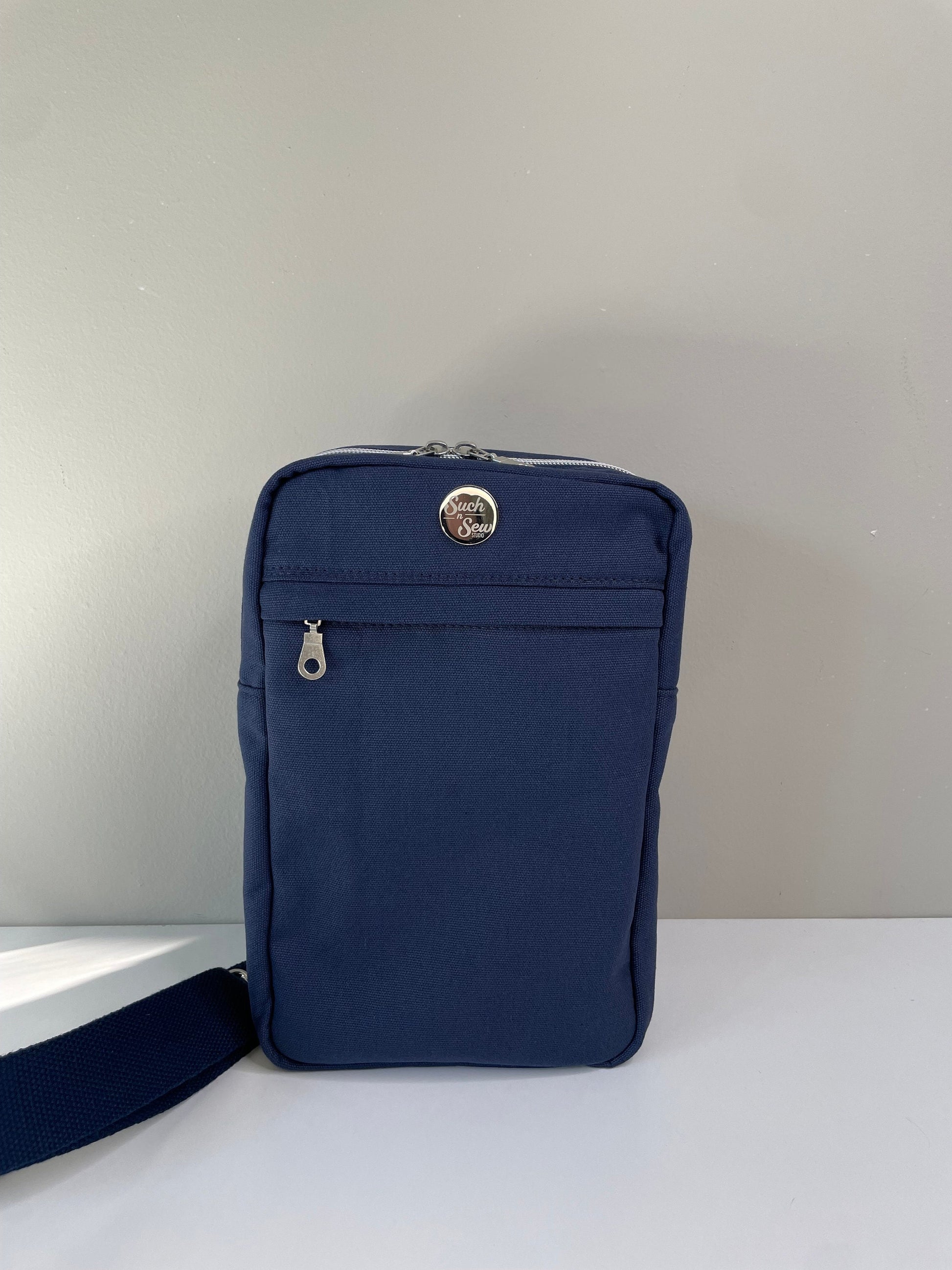 Handmade Blue Canvas Sling Bag