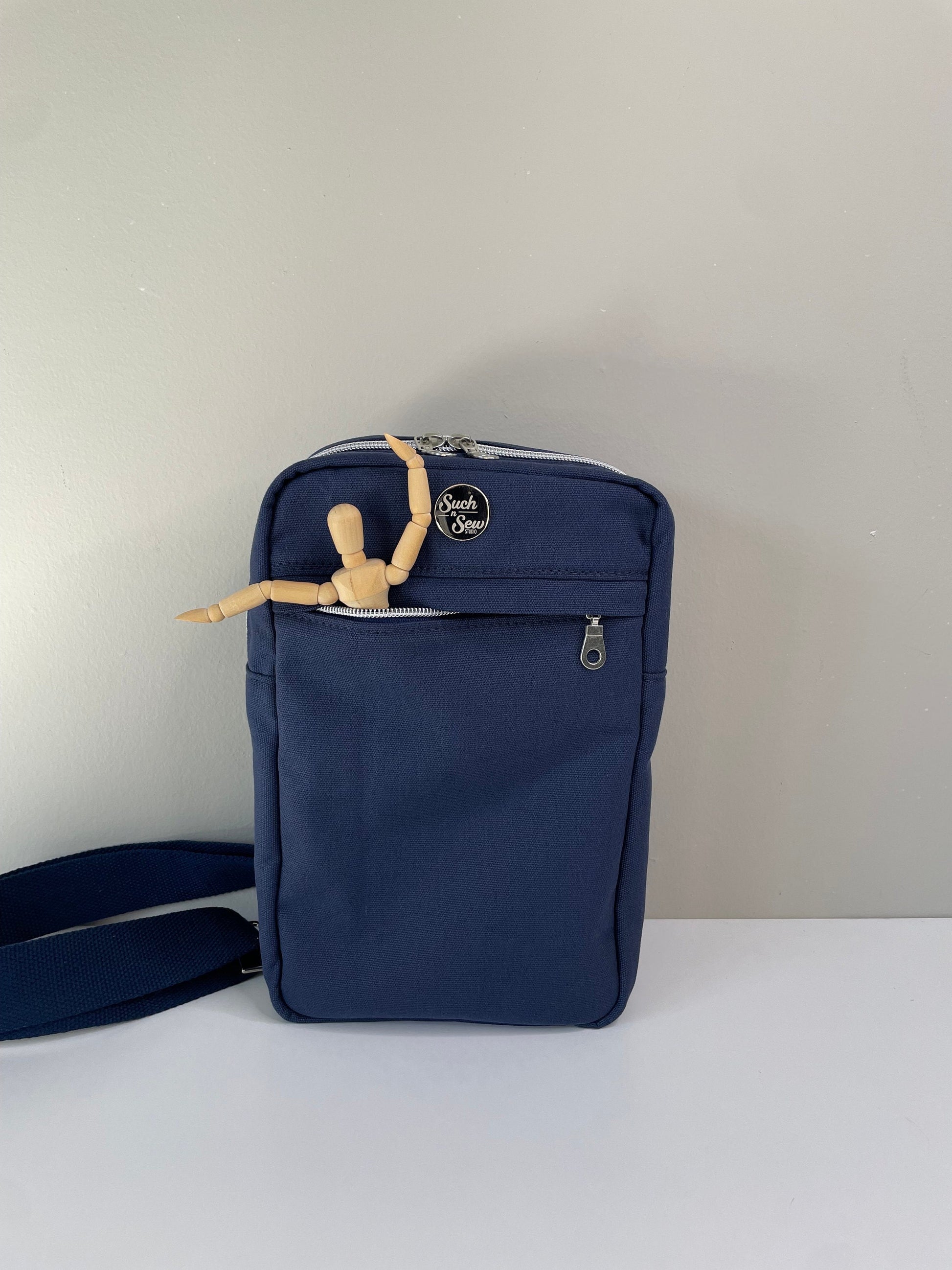 Handmade Blue Canvas Sling Bag