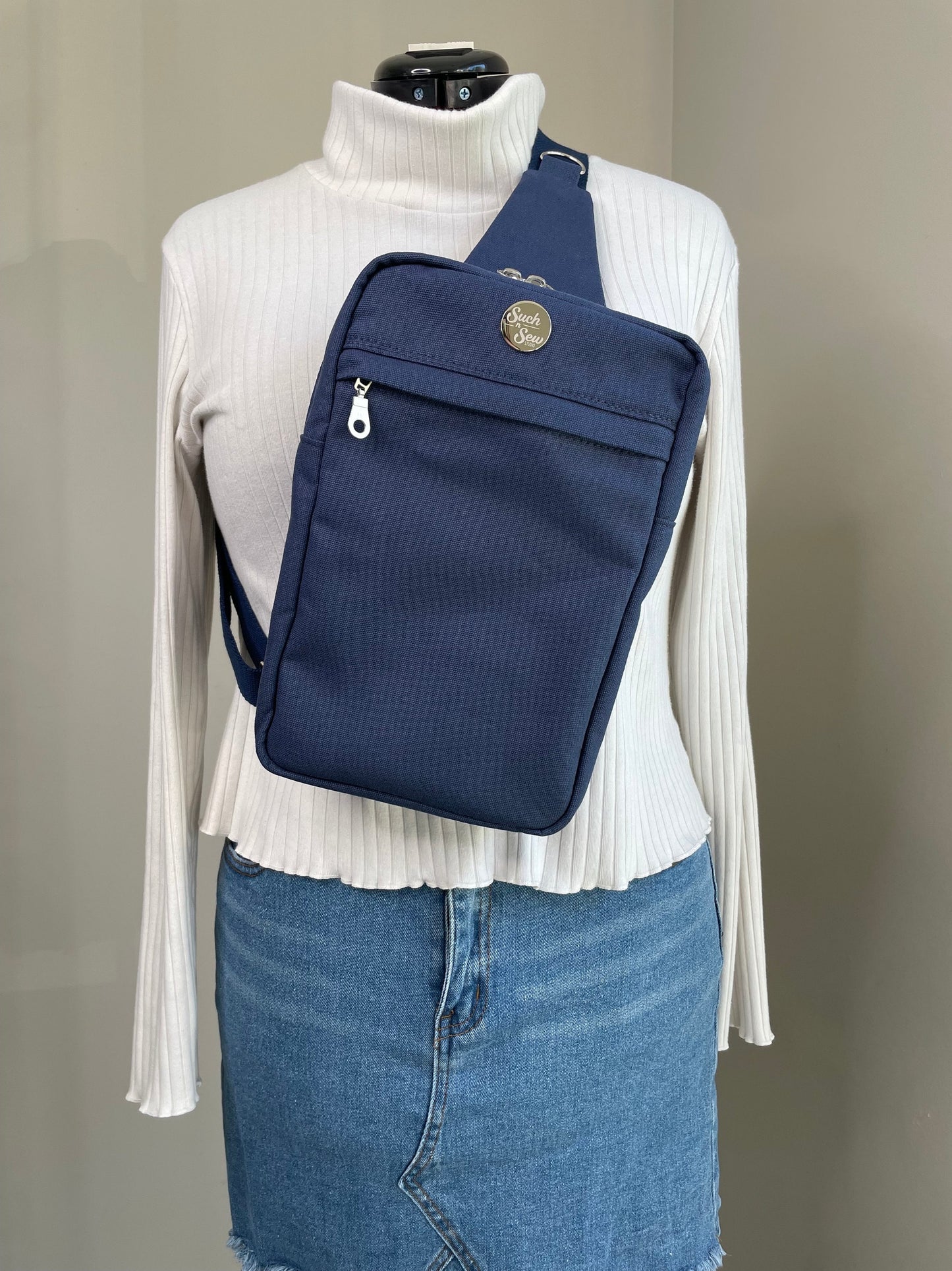 Handmade Blue Canvas Sling Bag