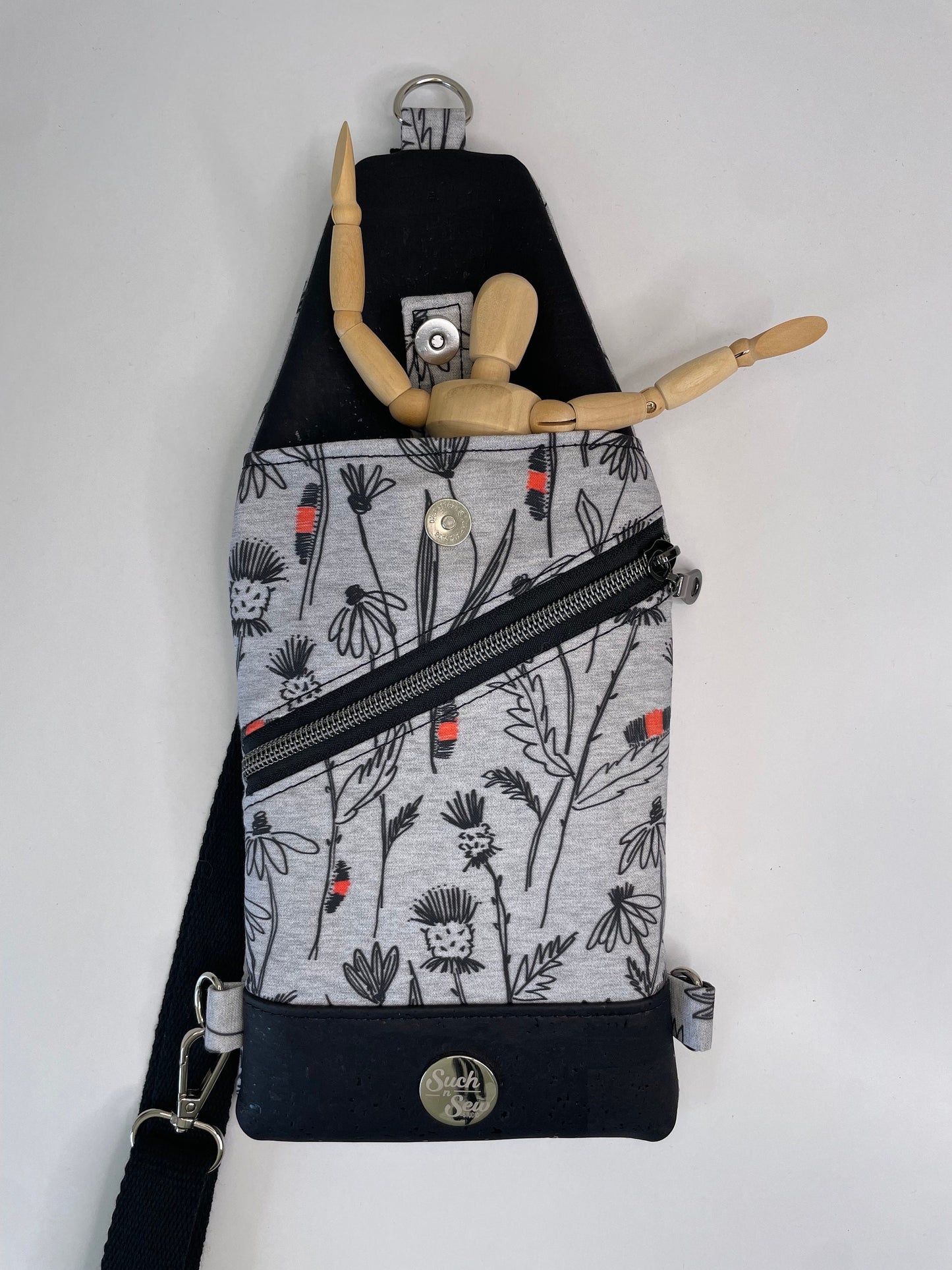 Woolly Bear Thin and Compact Sling Bag with Cork