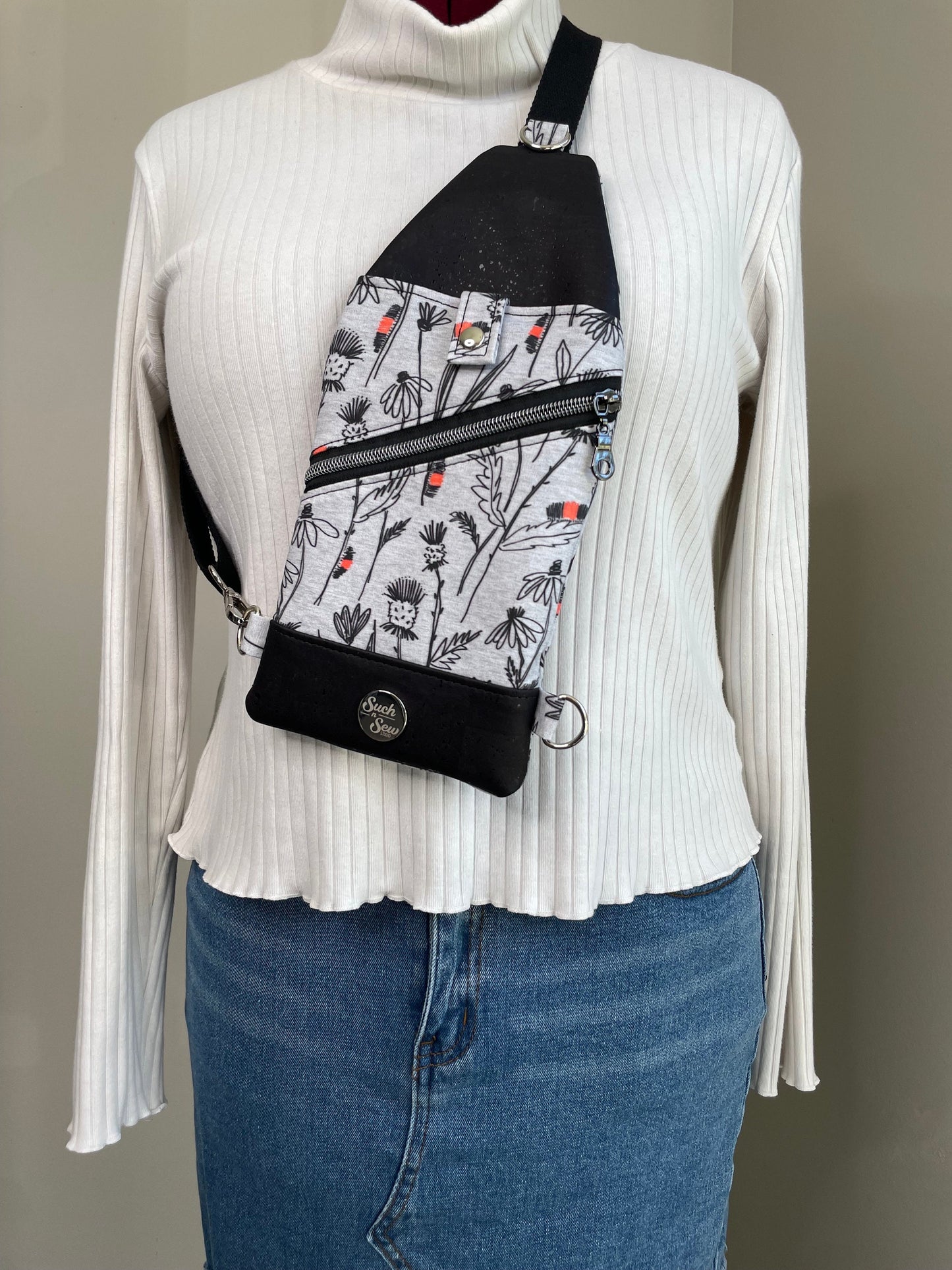 Woolly Bear Thin and Compact Sling Bag with Cork