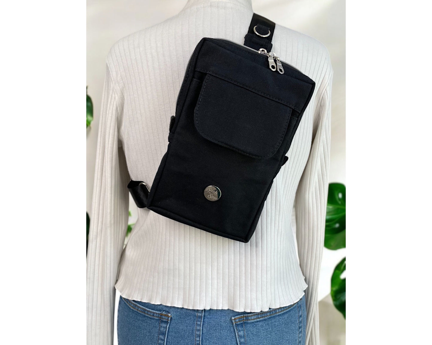 Waxed Canvas Rectangle Sling Bag