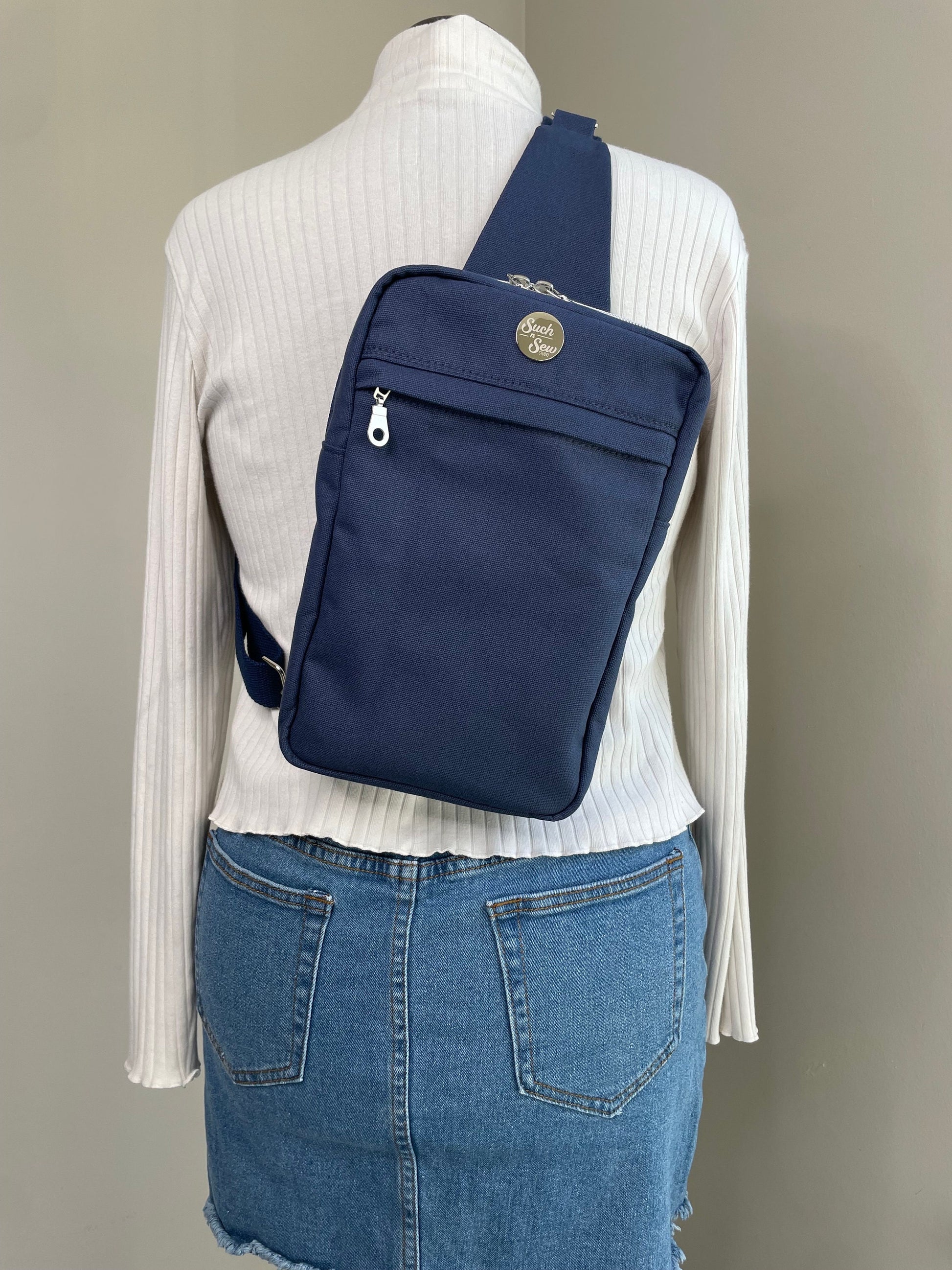 Handmade Blue Canvas Sling Bag