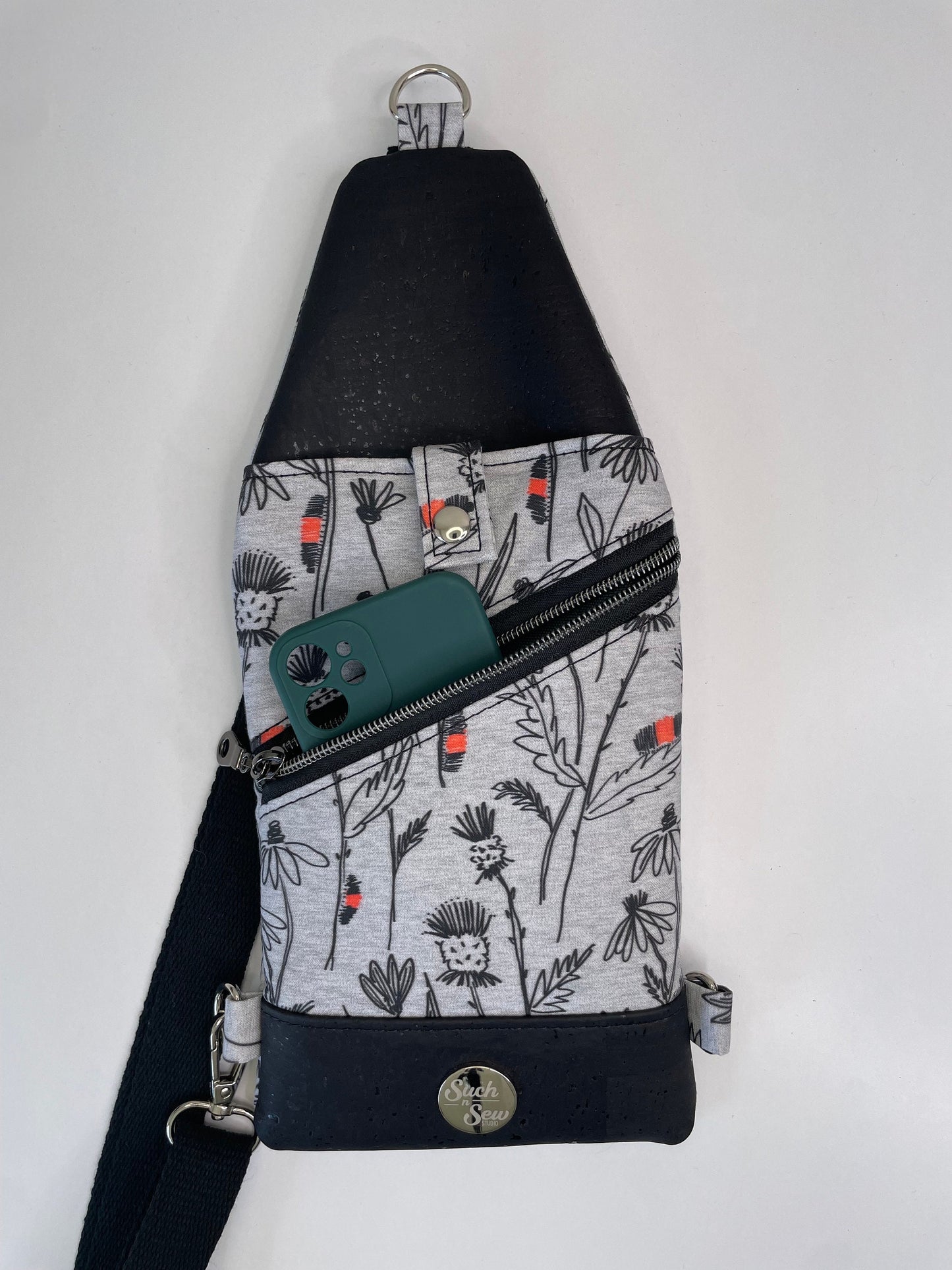 Woolly Bear Thin and Compact Sling Bag with Cork