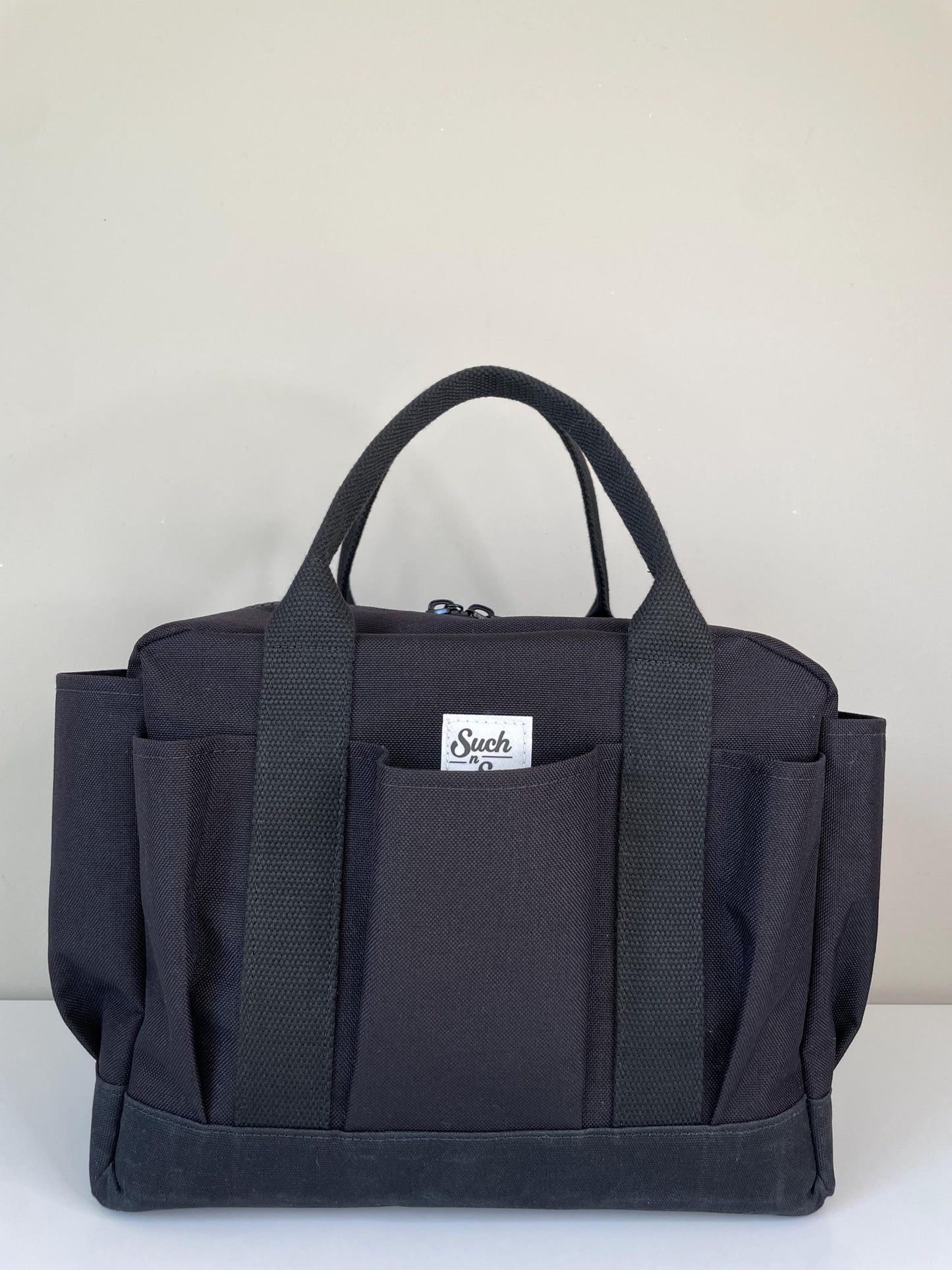 Heavy Duty Waxed Canvas Tool Bag: Cordura Garden Tote with Pockets