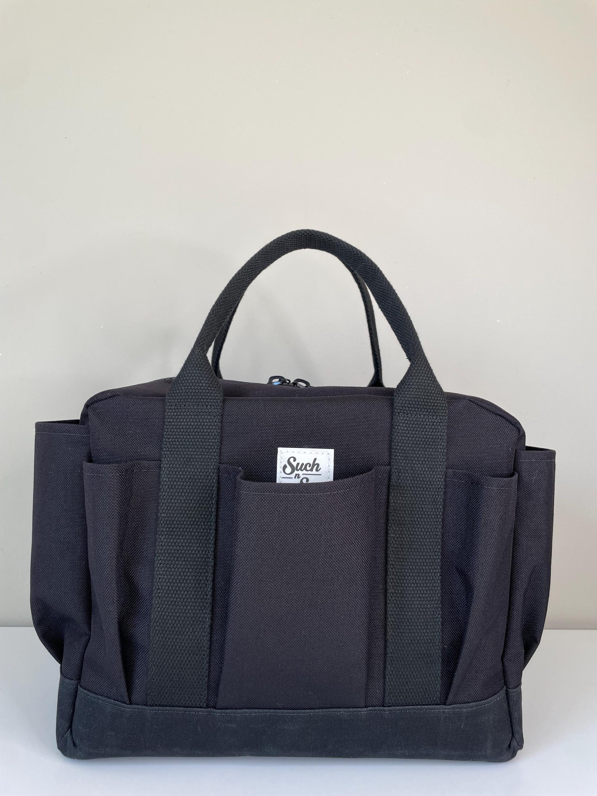 Heavy Duty Waxed Canvas Tool Bag: Cordura Garden Tote with Pockets