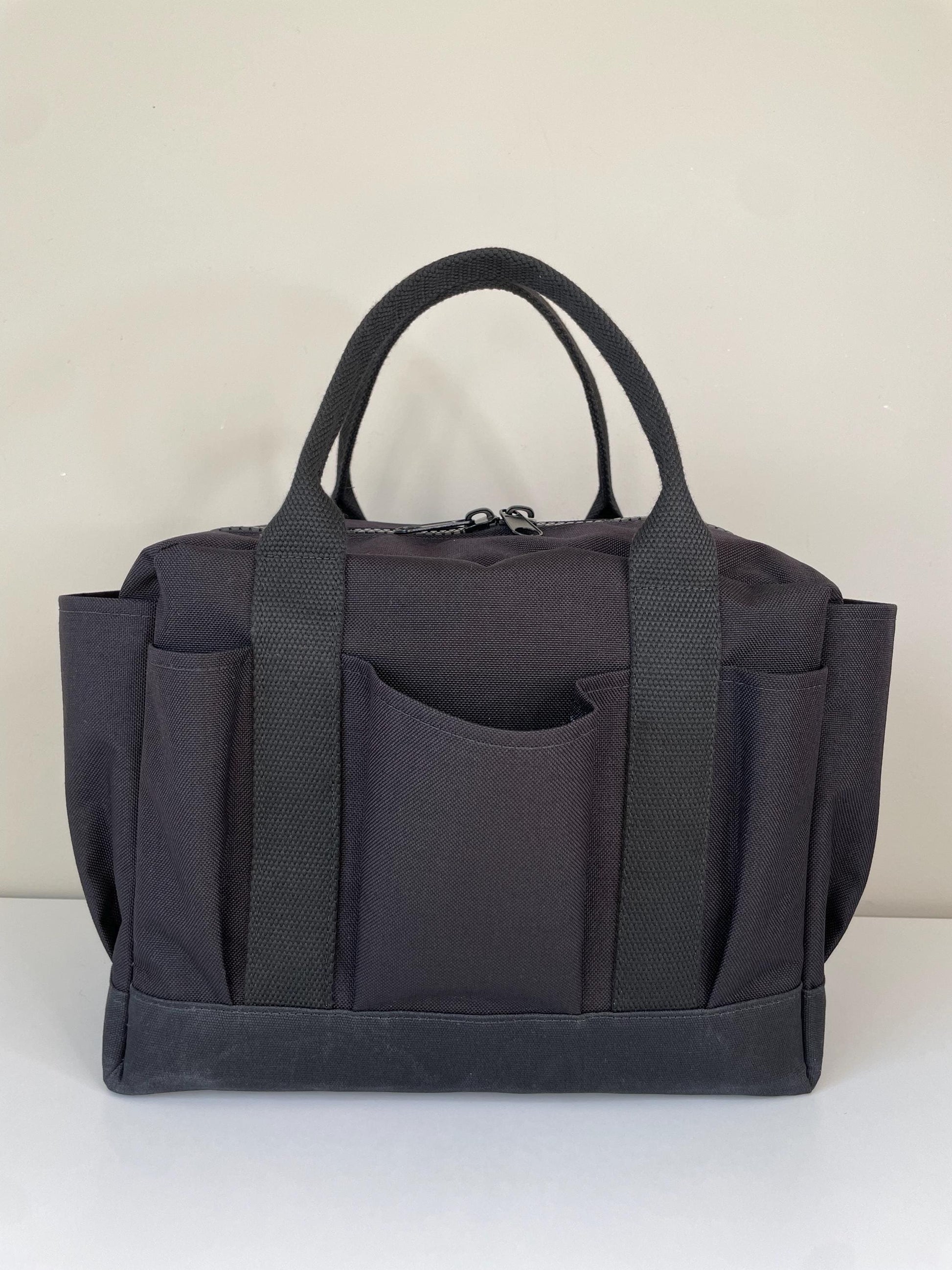 Heavy Duty Waxed Canvas Tool Bag: Cordura Garden Tote with Pockets