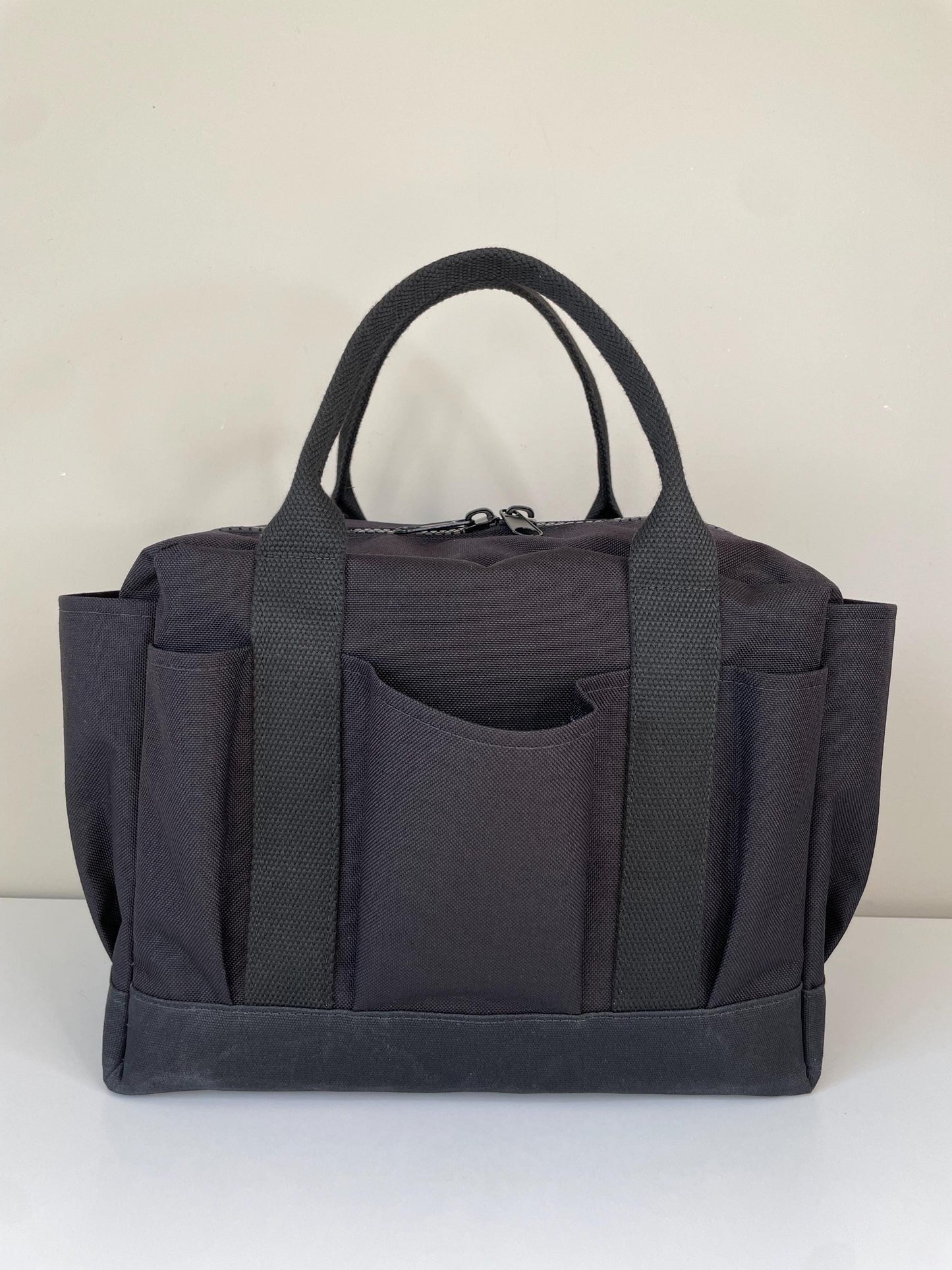 Heavy Duty Waxed Canvas Tool Bag: Cordura Garden Tote with Pockets