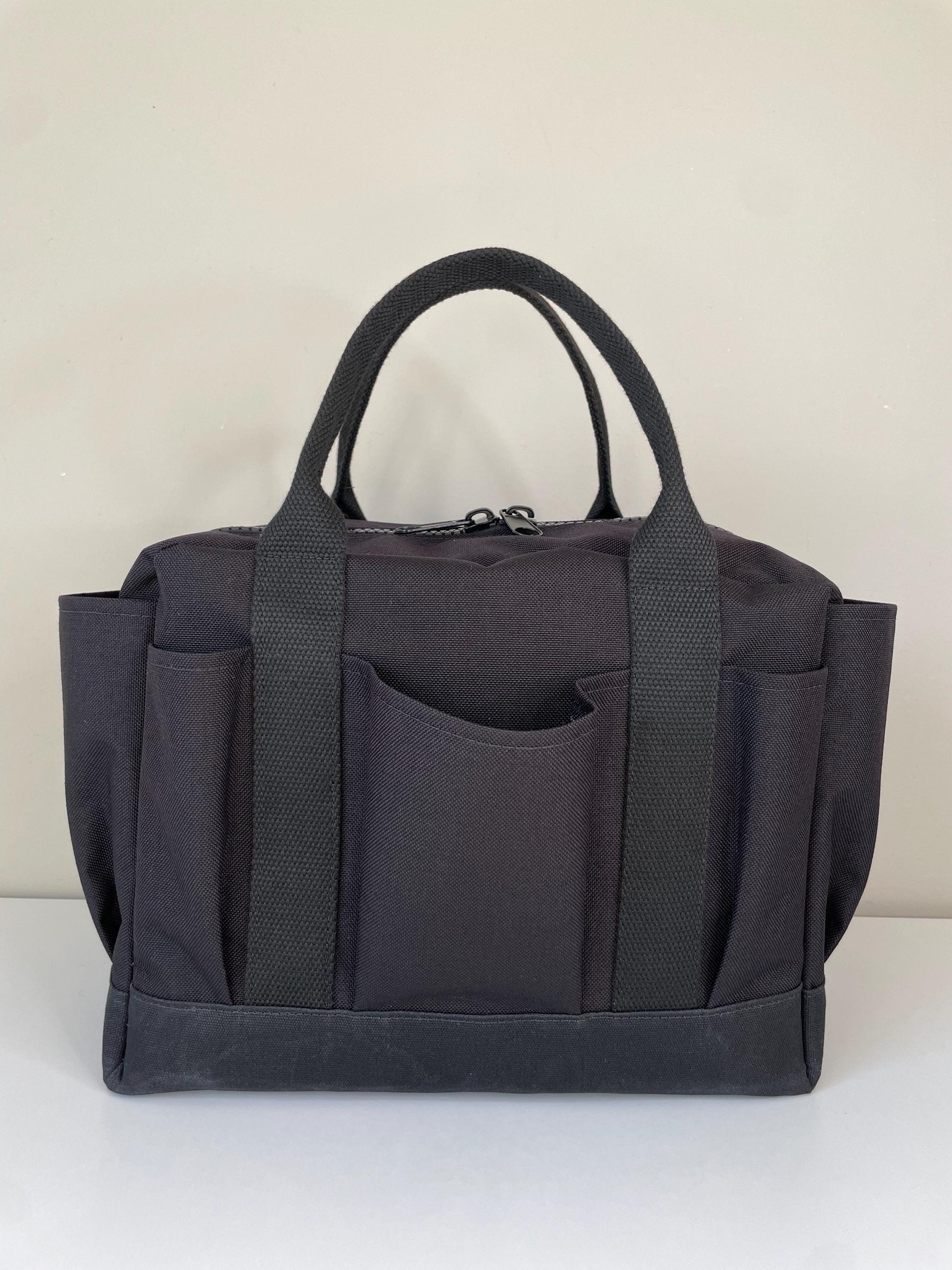 Heavy Duty Waxed Canvas Tool Bag: Cordura Garden Tote with Pockets