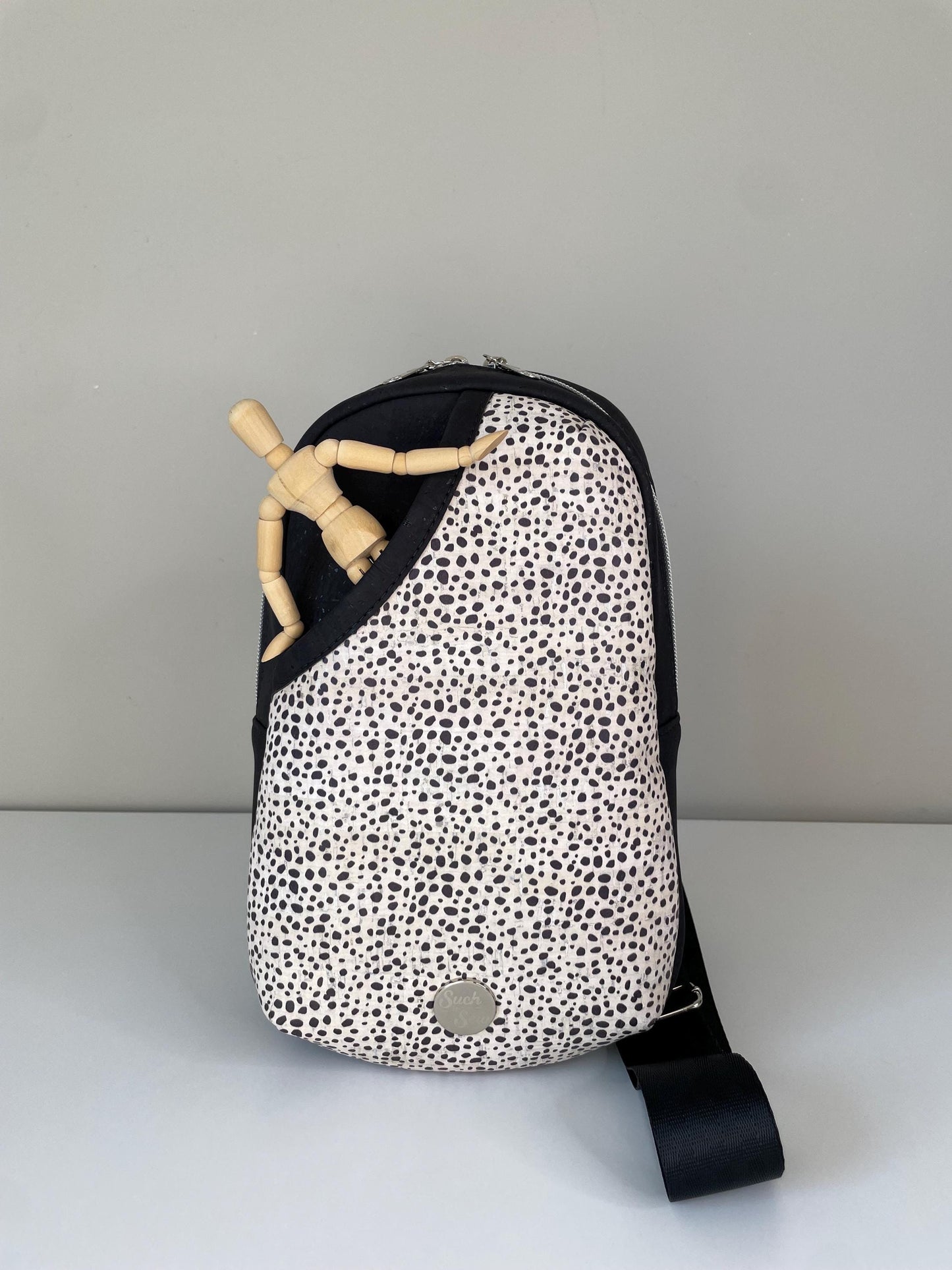 Black Cork Polka Dot Sling Bag