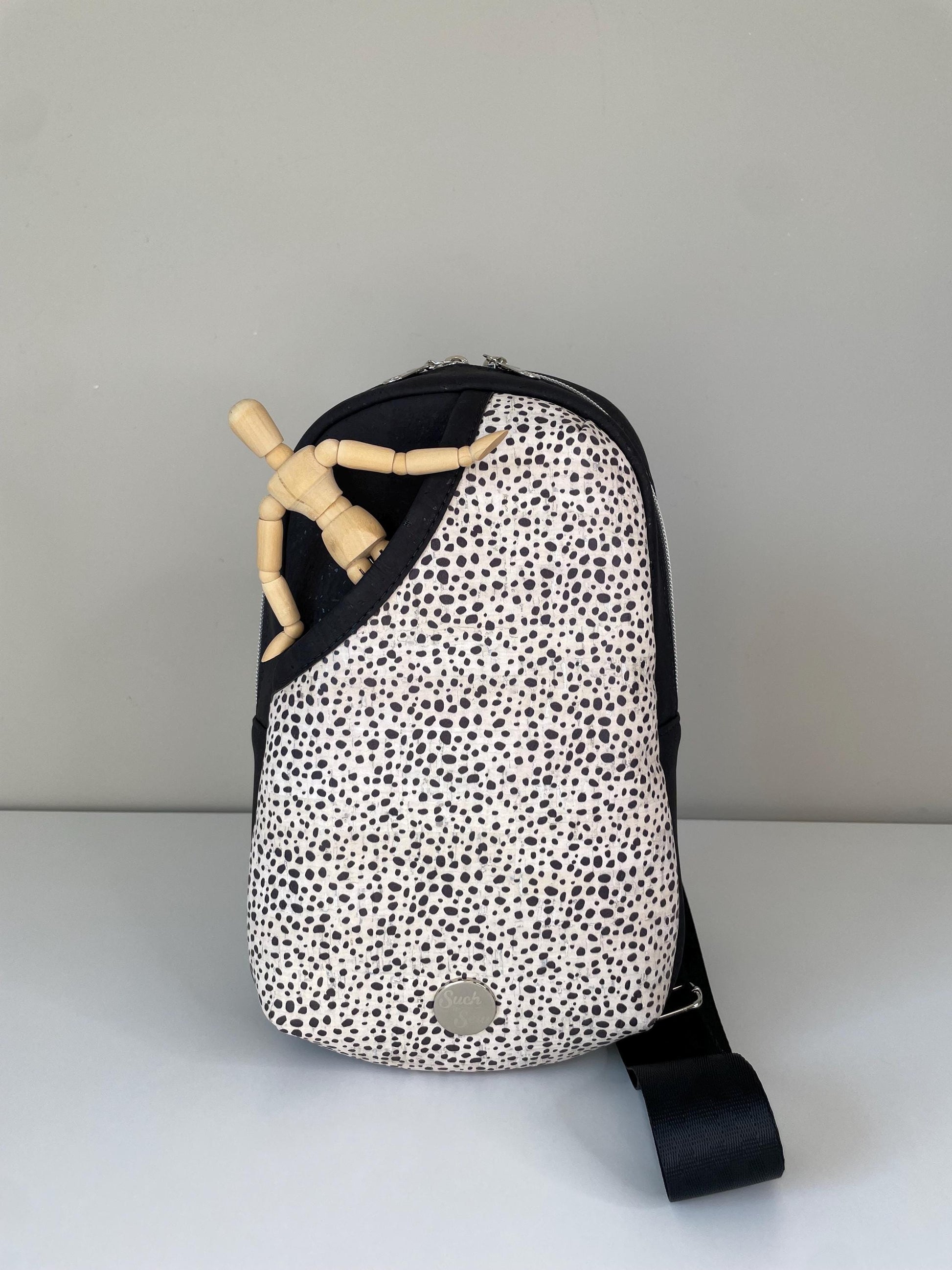 Black Cork Polka Dot Sling Bag