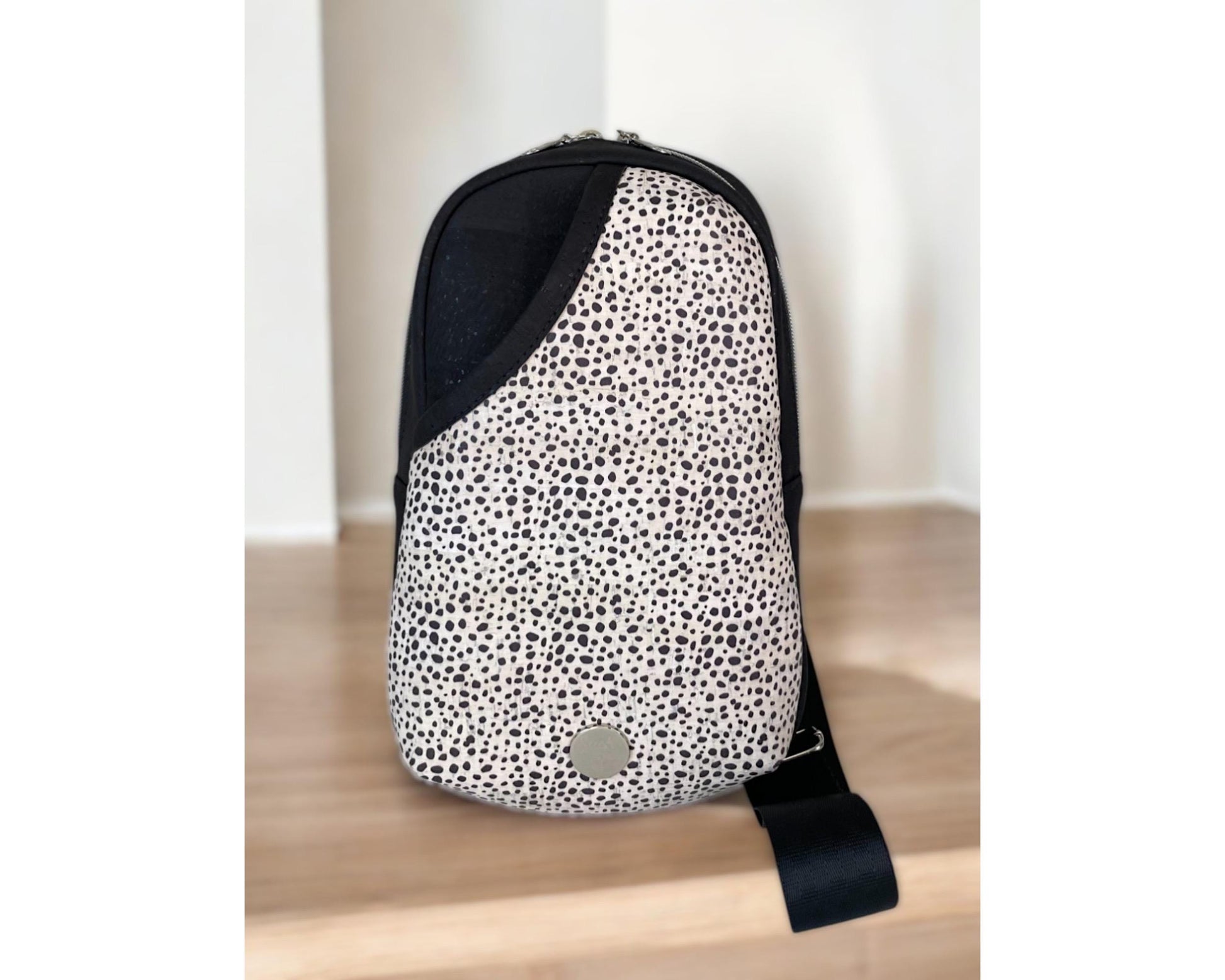 Black Cork Polka Dot Sling Bag