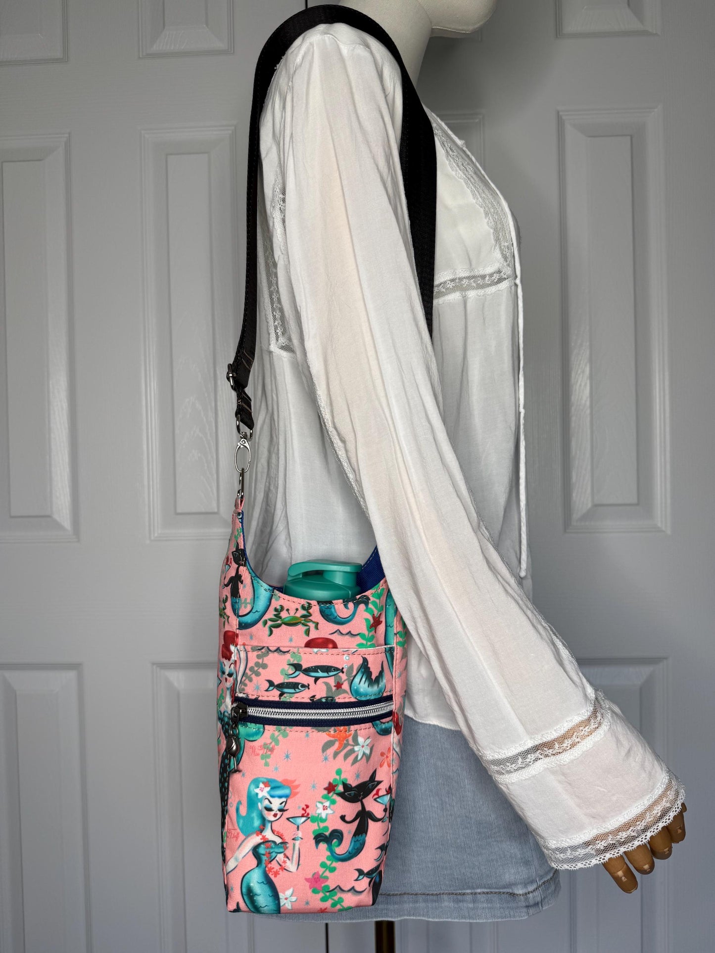 Martini Mermaids Water Bottle Crossbody Bag
