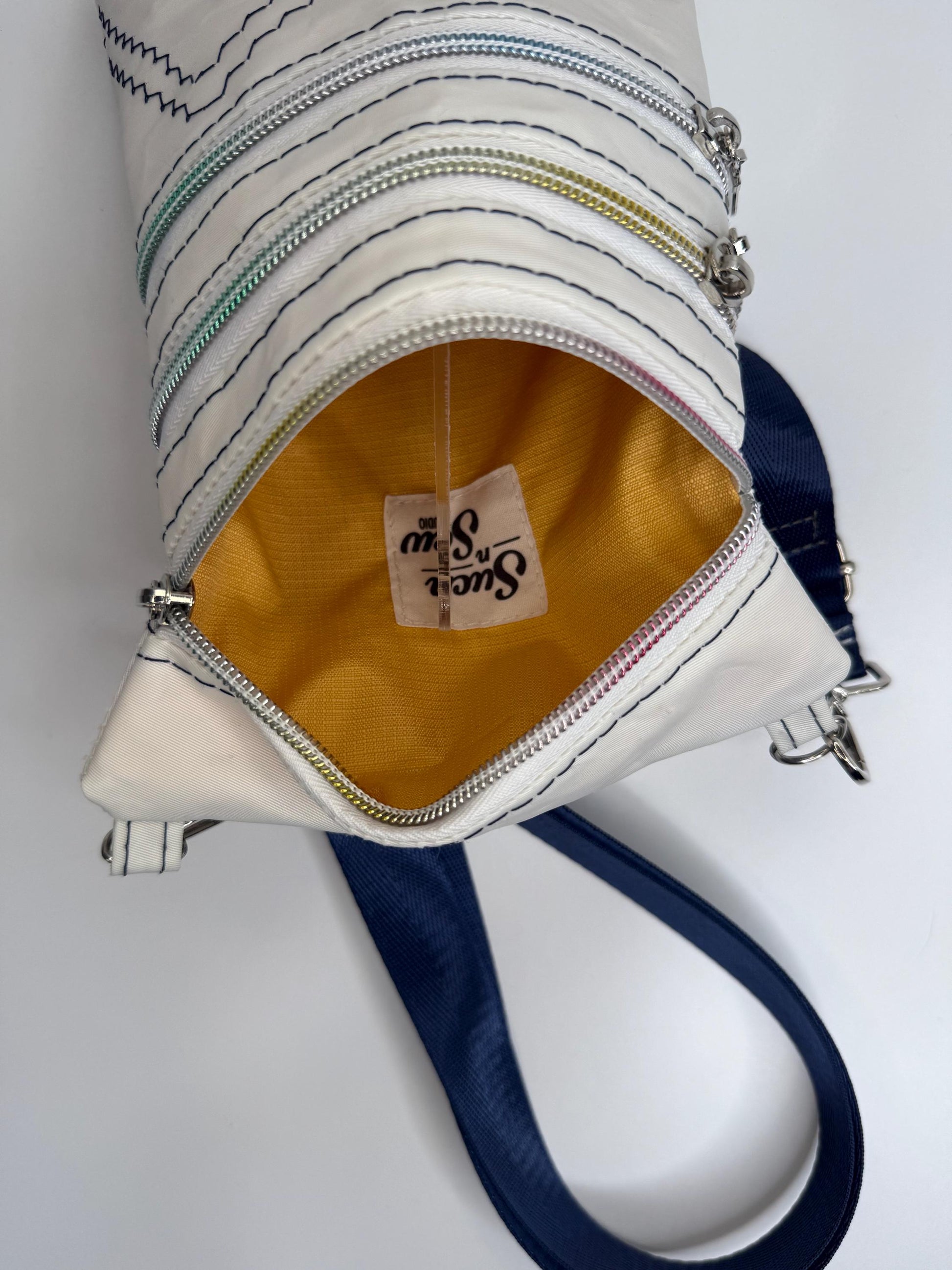 Upcycled Sailcloth Triple Zipper Crossbody Bag