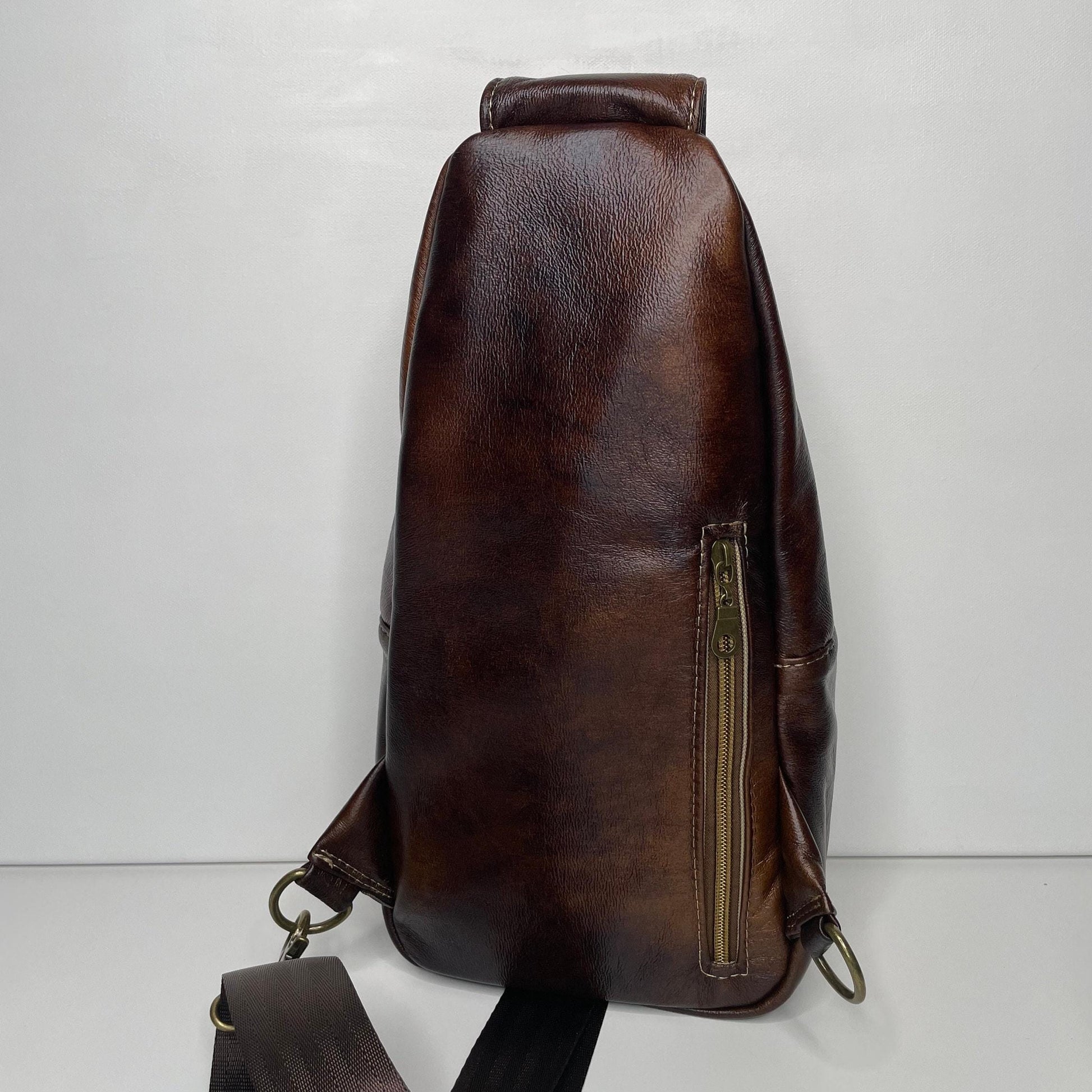 Rustic Faux Suede Cowhide & Faux Leather Sling Bag