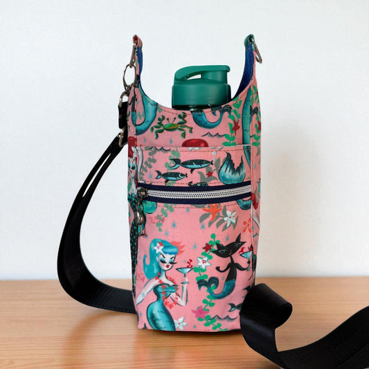 Martini Mermaids Water Bottle Crossbody Bag