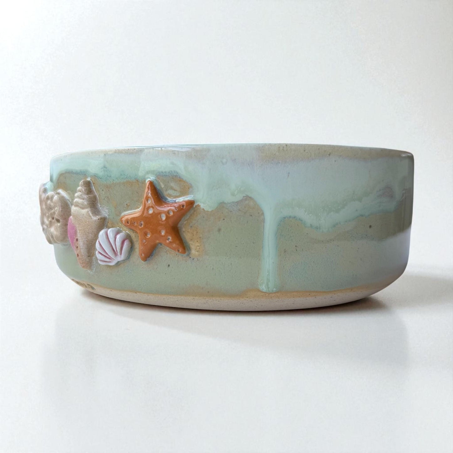 Handmade Coastal Ceramic Pet Bowl