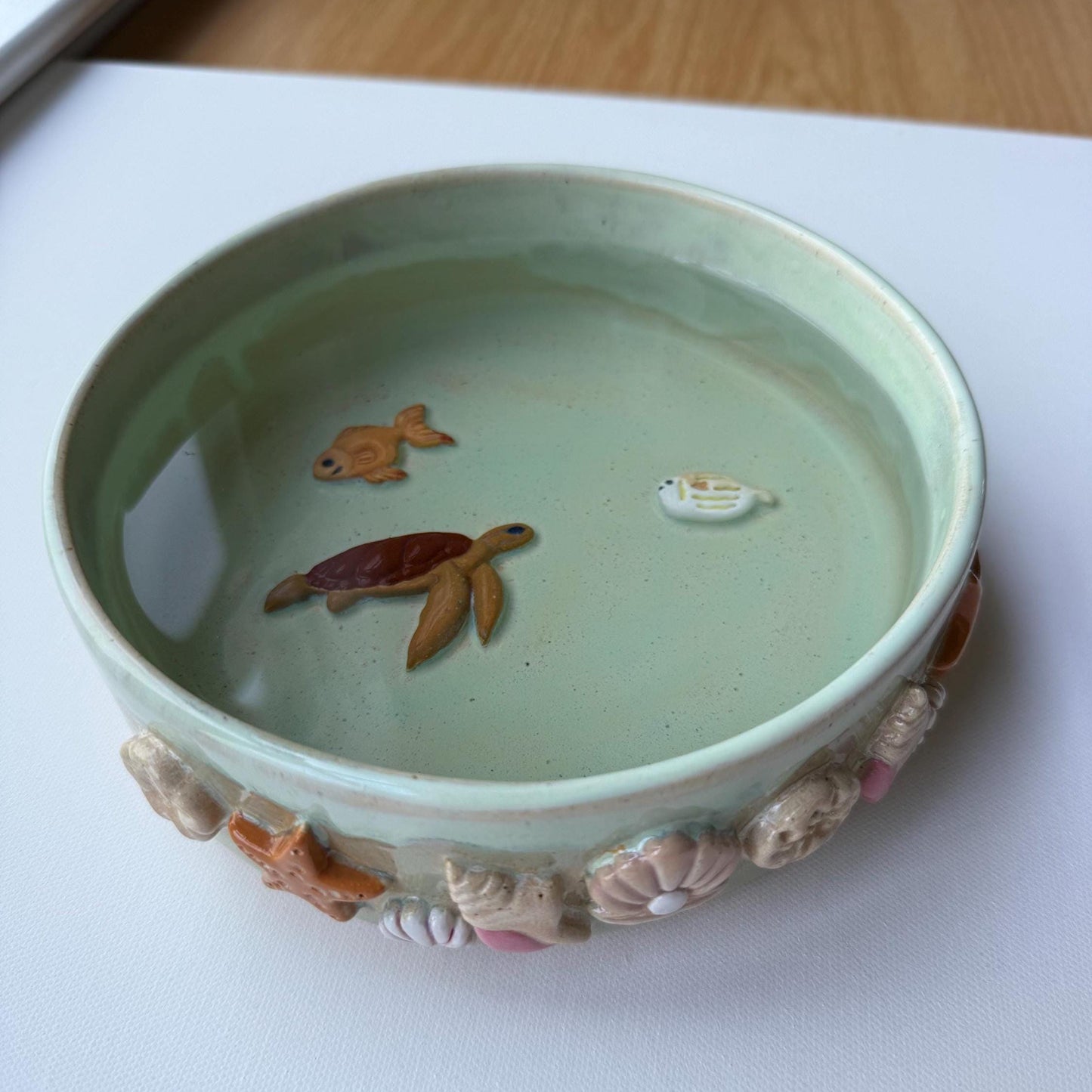 Handmade Coastal Ceramic Pet Bowl