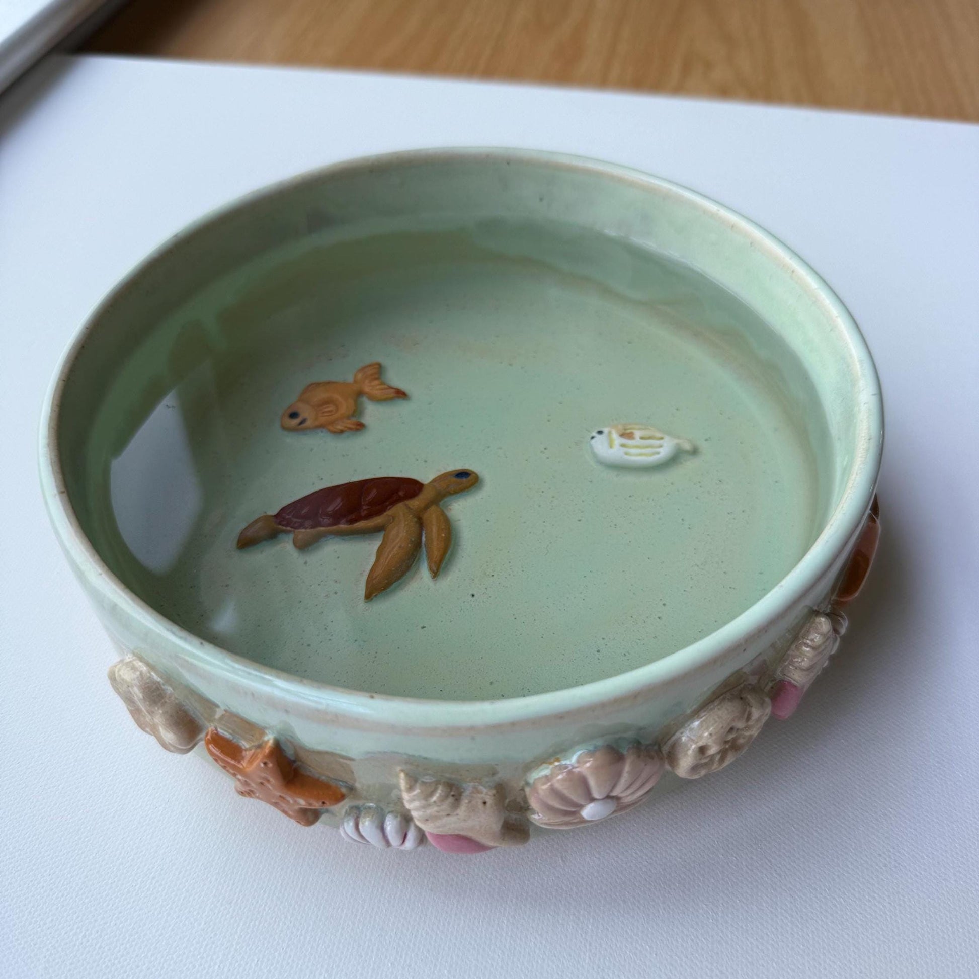 Handmade Coastal Ceramic Pet Bowl