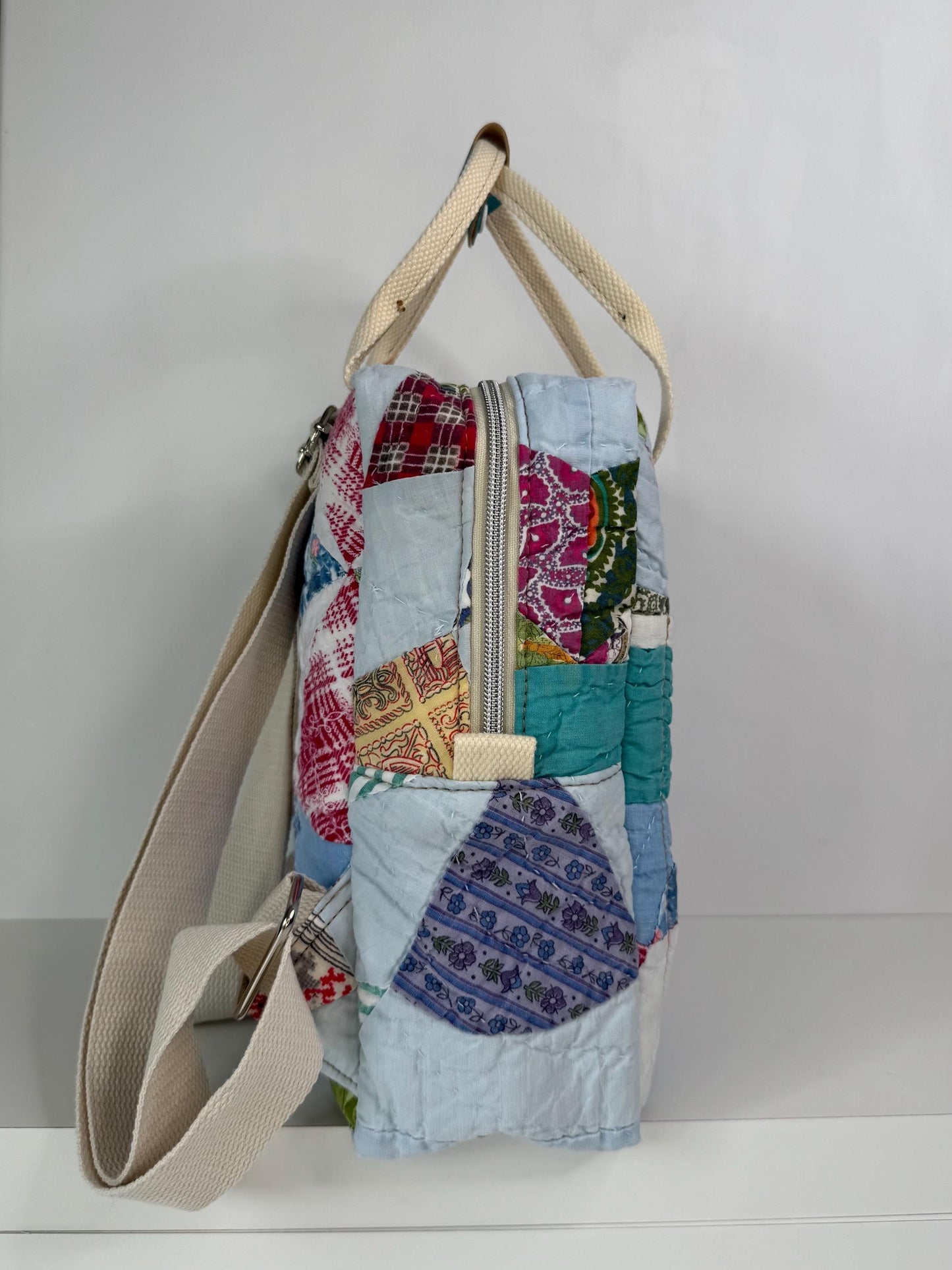 Upcycled Vintage Hand-Quilted Mini Backpack