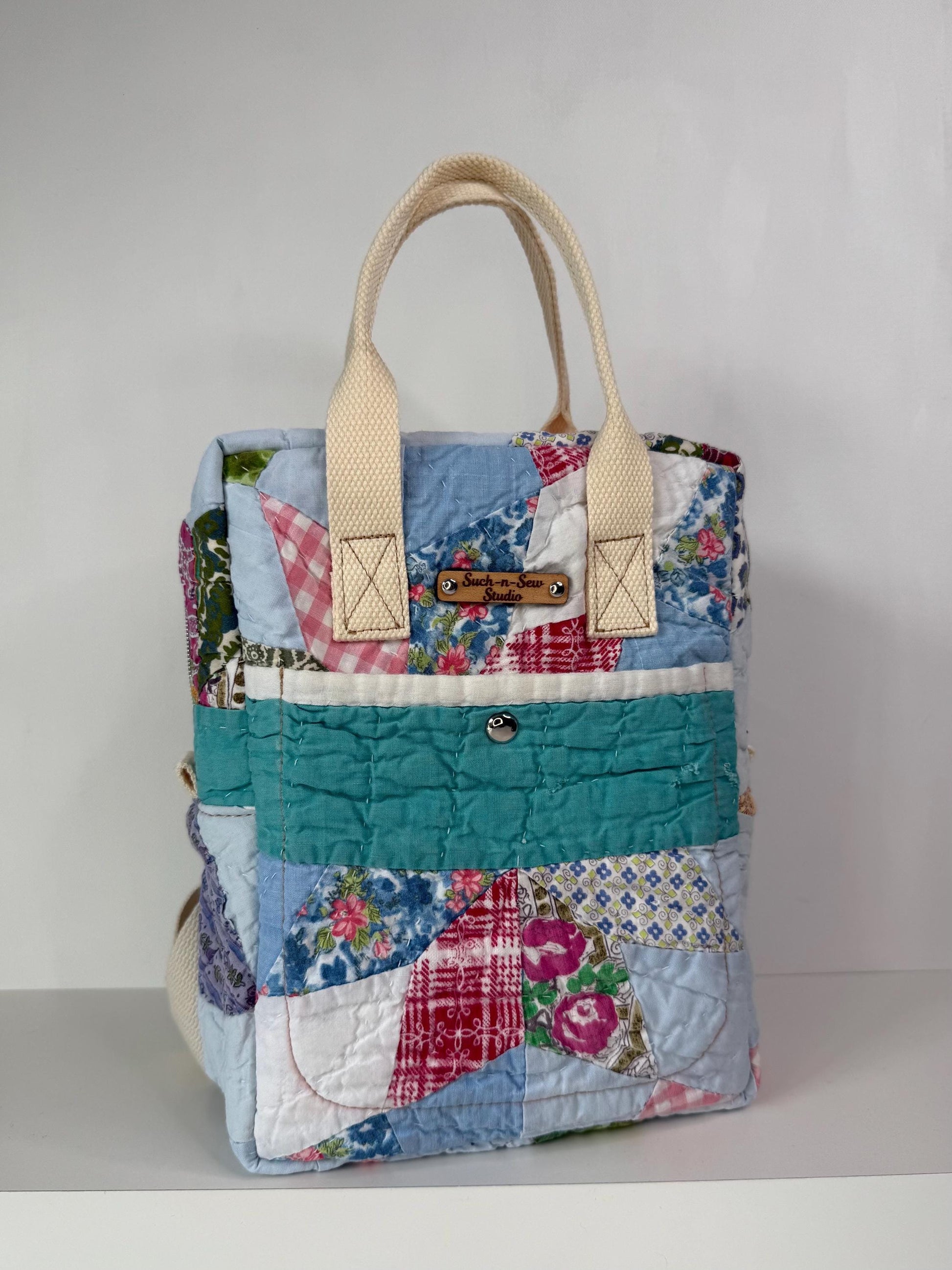 Upcycled Vintage Hand-Quilted Mini Backpack