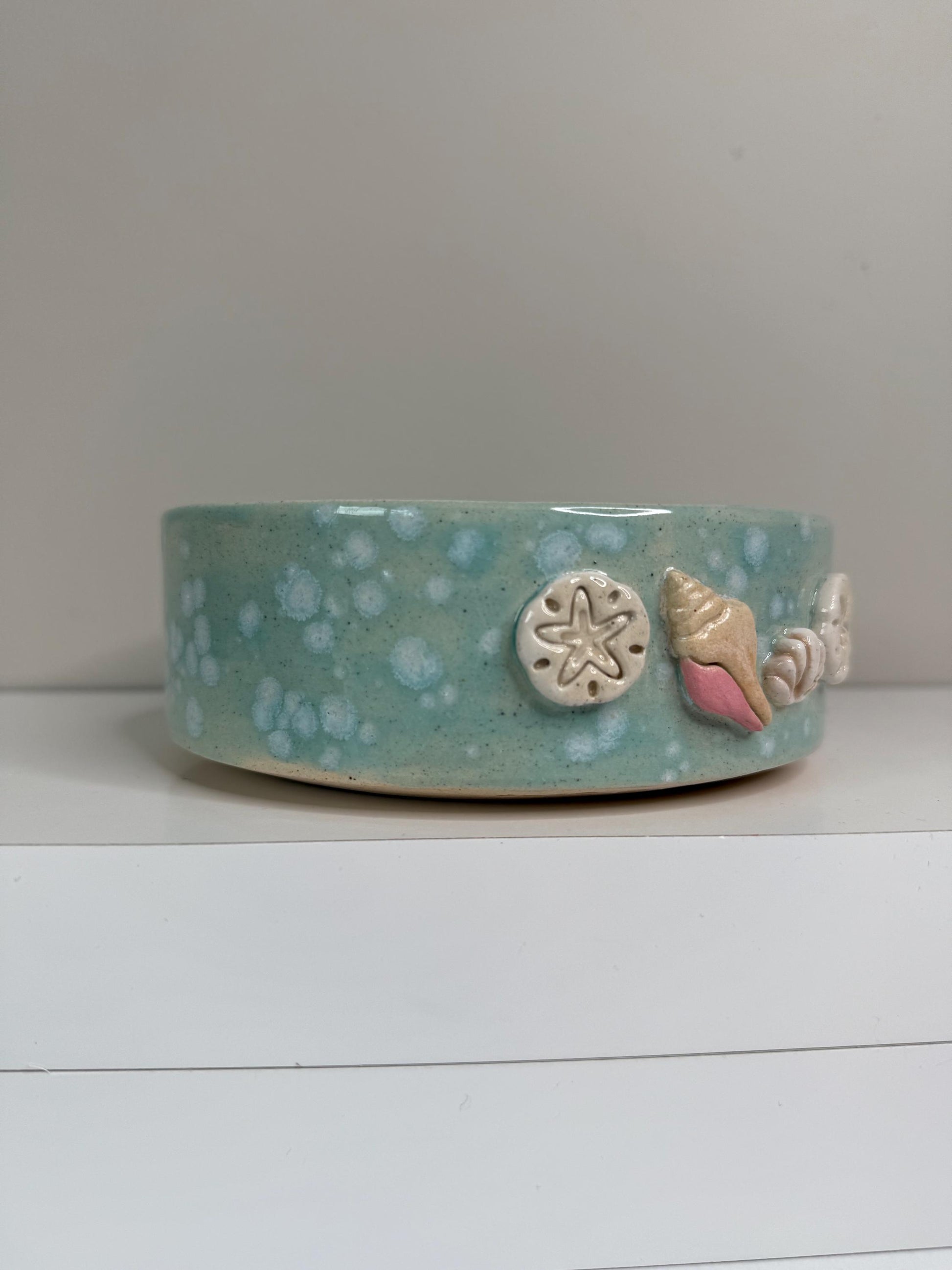 Handmade Ceramic Pet Bowl: Ocean Theme Dog/Cat Bowl with Sea Life