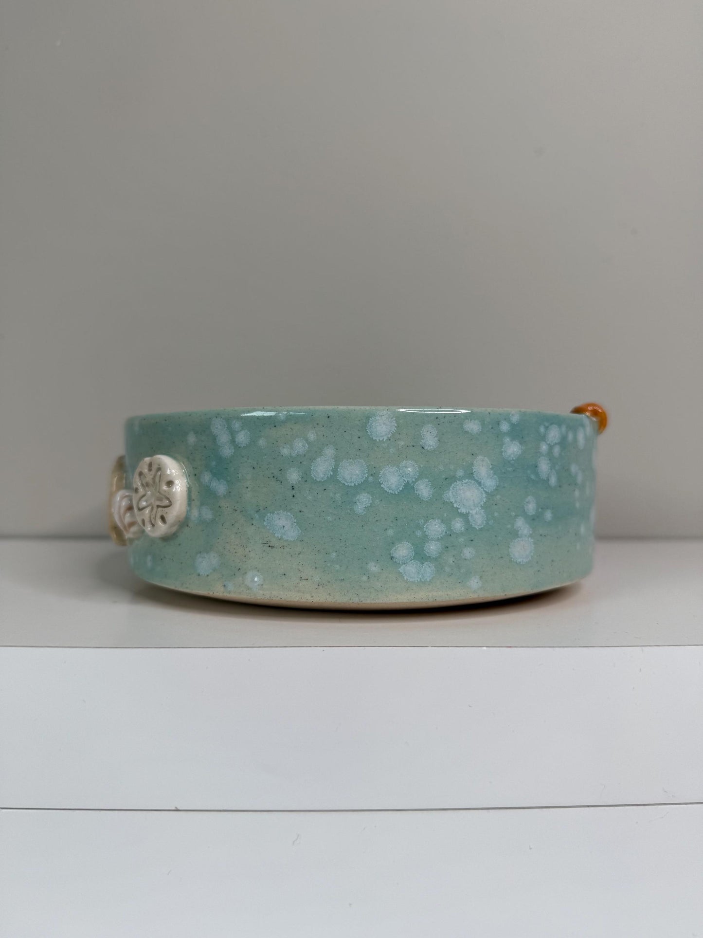 Handmade Ceramic Pet Bowl: Ocean Theme Dog/Cat Bowl with Sea Life