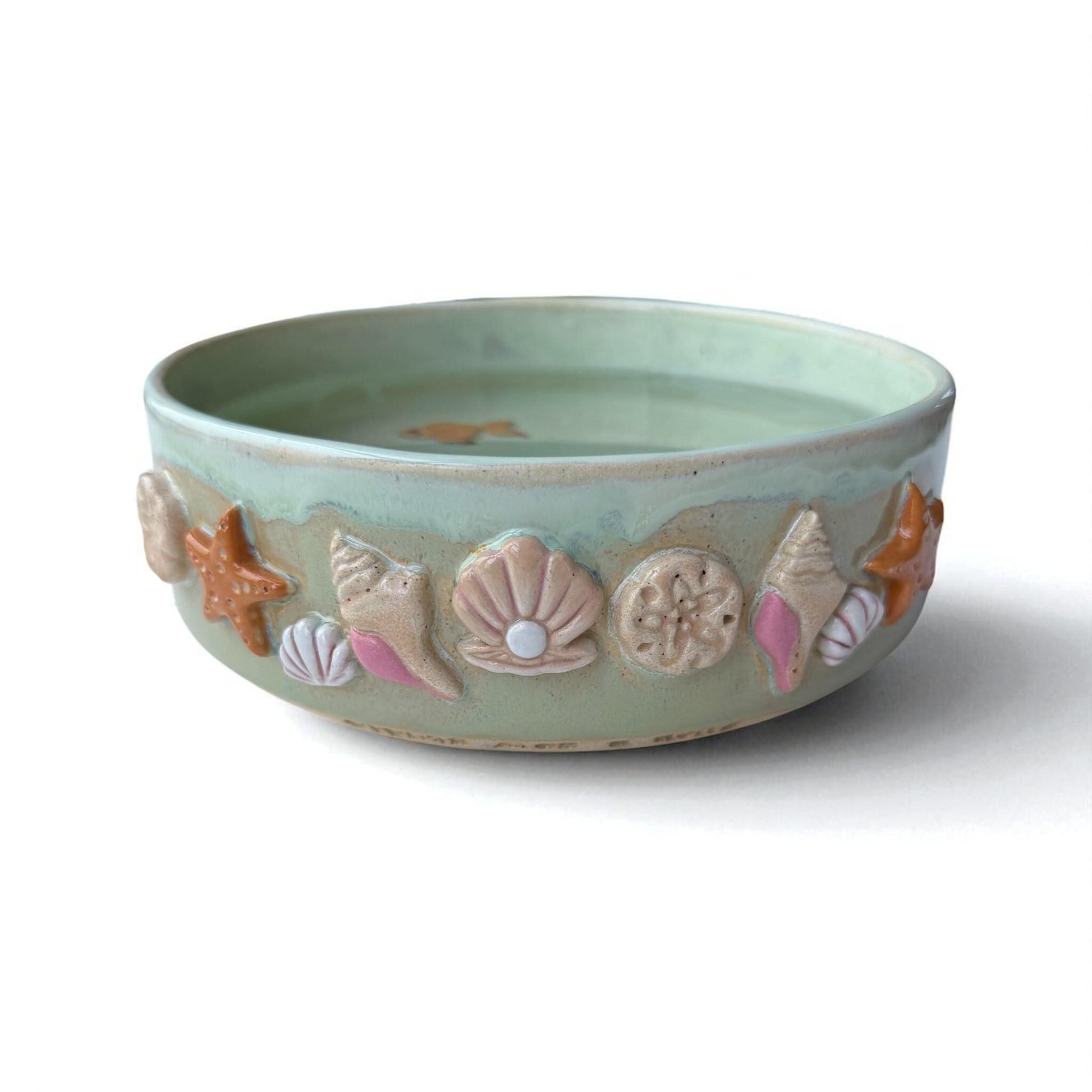 Handmade Coastal Ceramic Pet Bowl