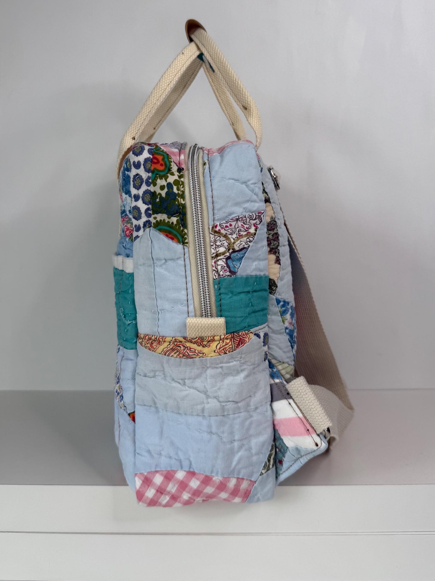 Upcycled Vintage Hand-Quilted Mini Backpack
