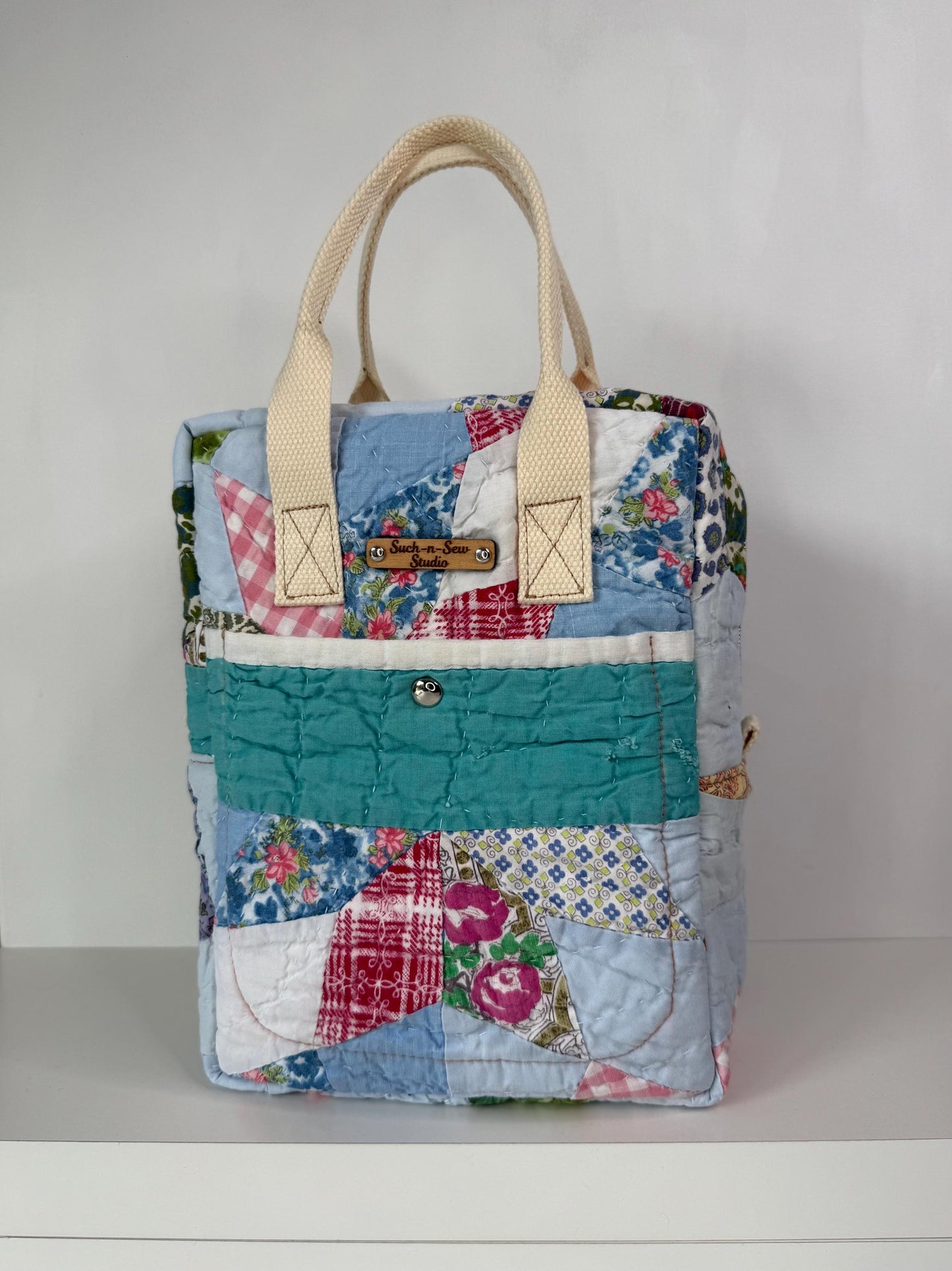 Upcycled Vintage Hand-Quilted Mini Backpack