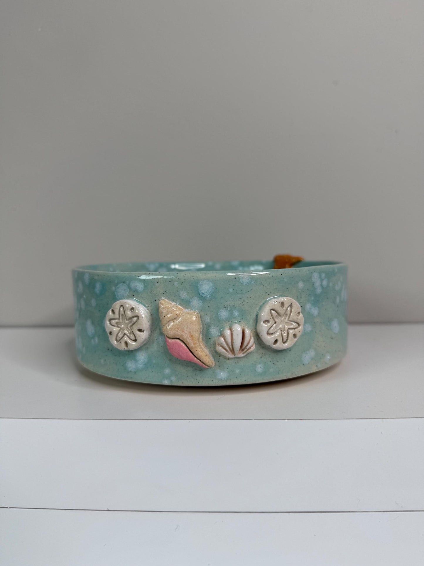 Handmade Ceramic Pet Bowl: Ocean Theme Dog/Cat Bowl with Sea Life