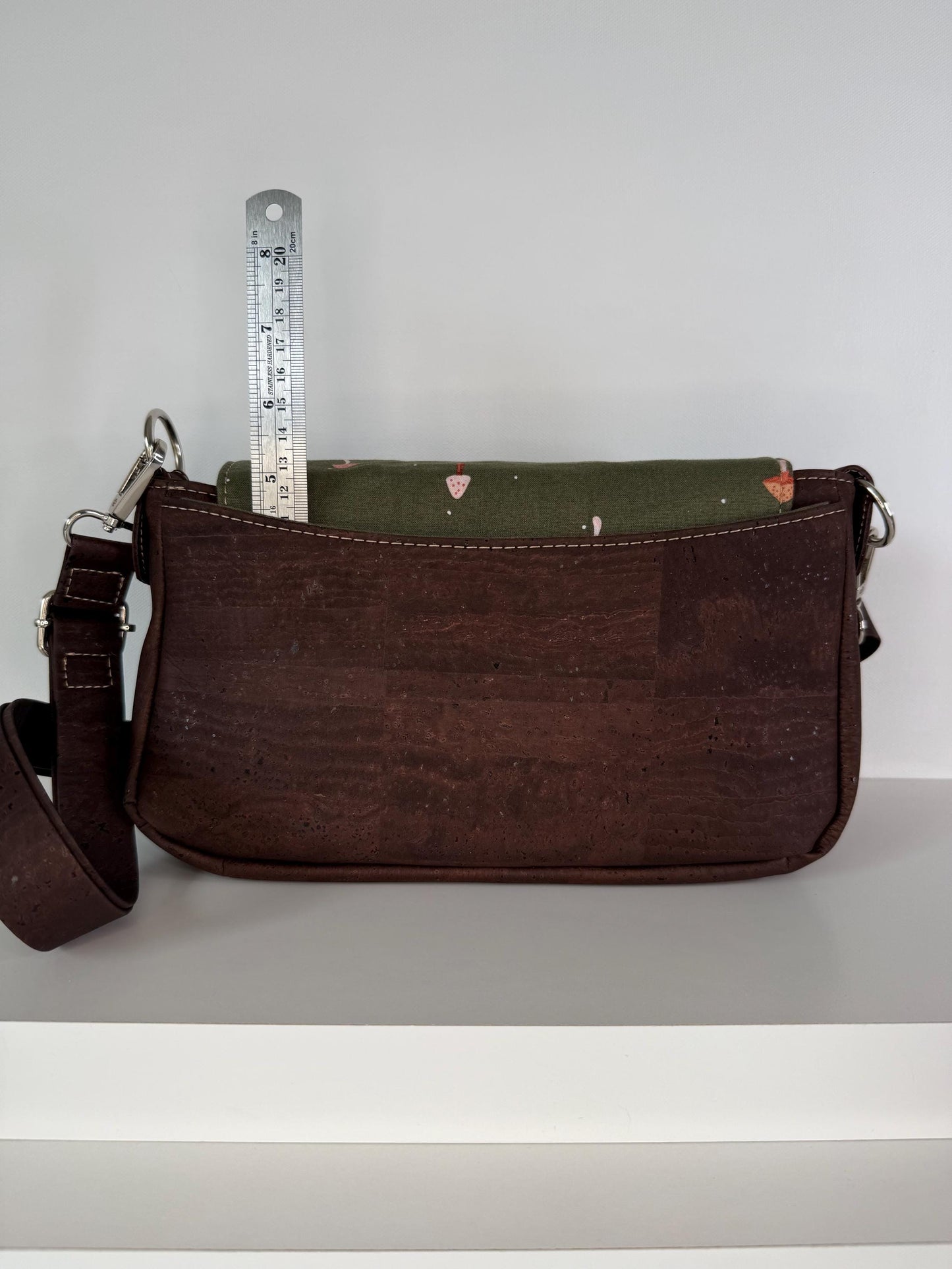 Mushroom and Cork Saddlebag Crossbody Bag